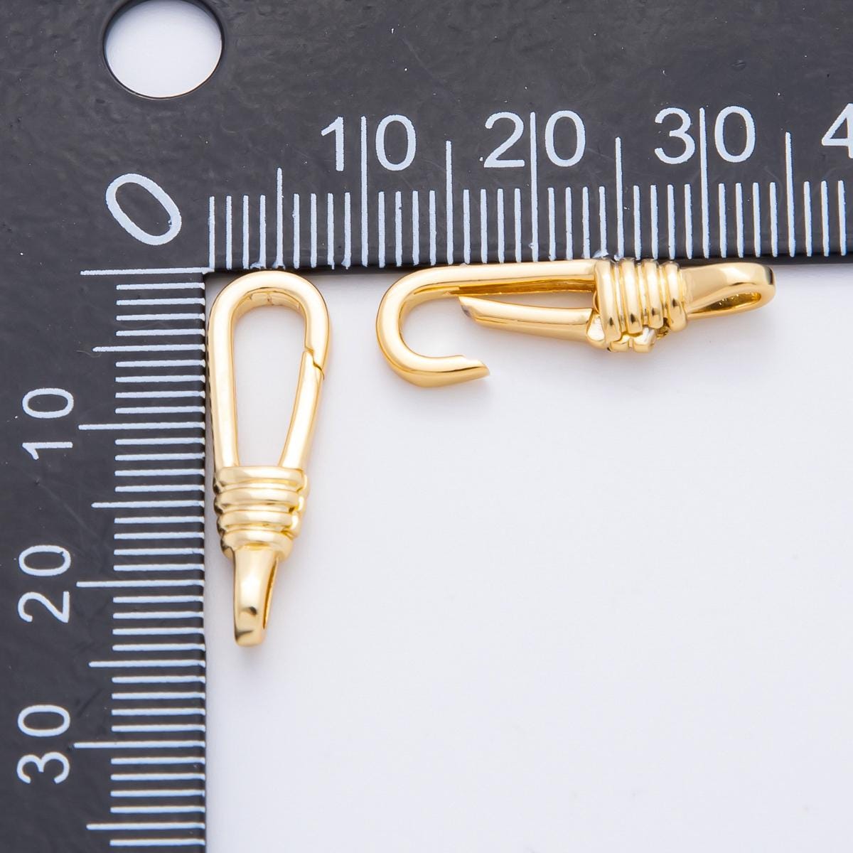 18K Gold Filled 24mm Long Oval Triple Band Push Gate Clasp Closure Finding | Z1407