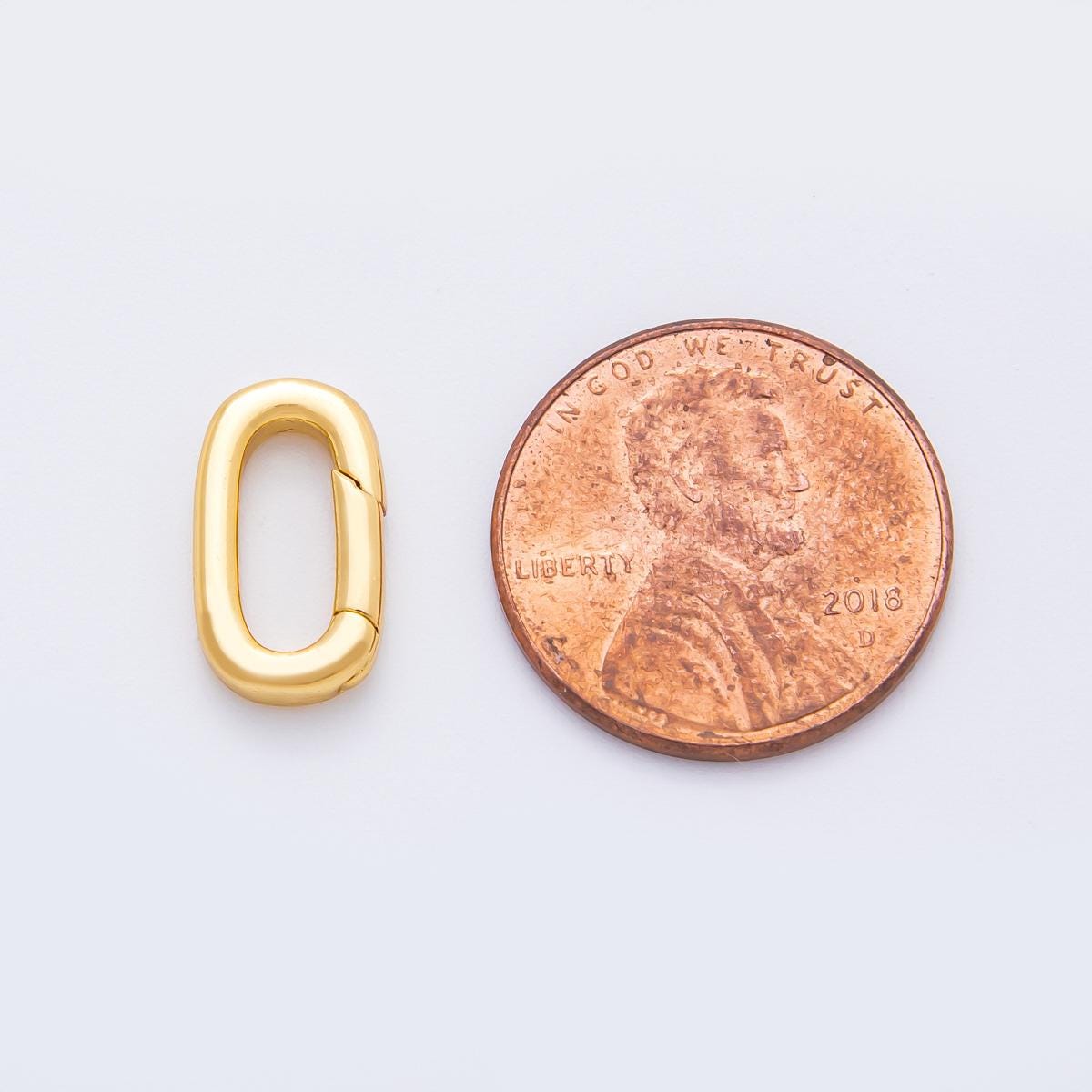 18K Gold Filled 14mm Minimalist Oblong Oval Push Gate Clasp Closure Finding | Z1409