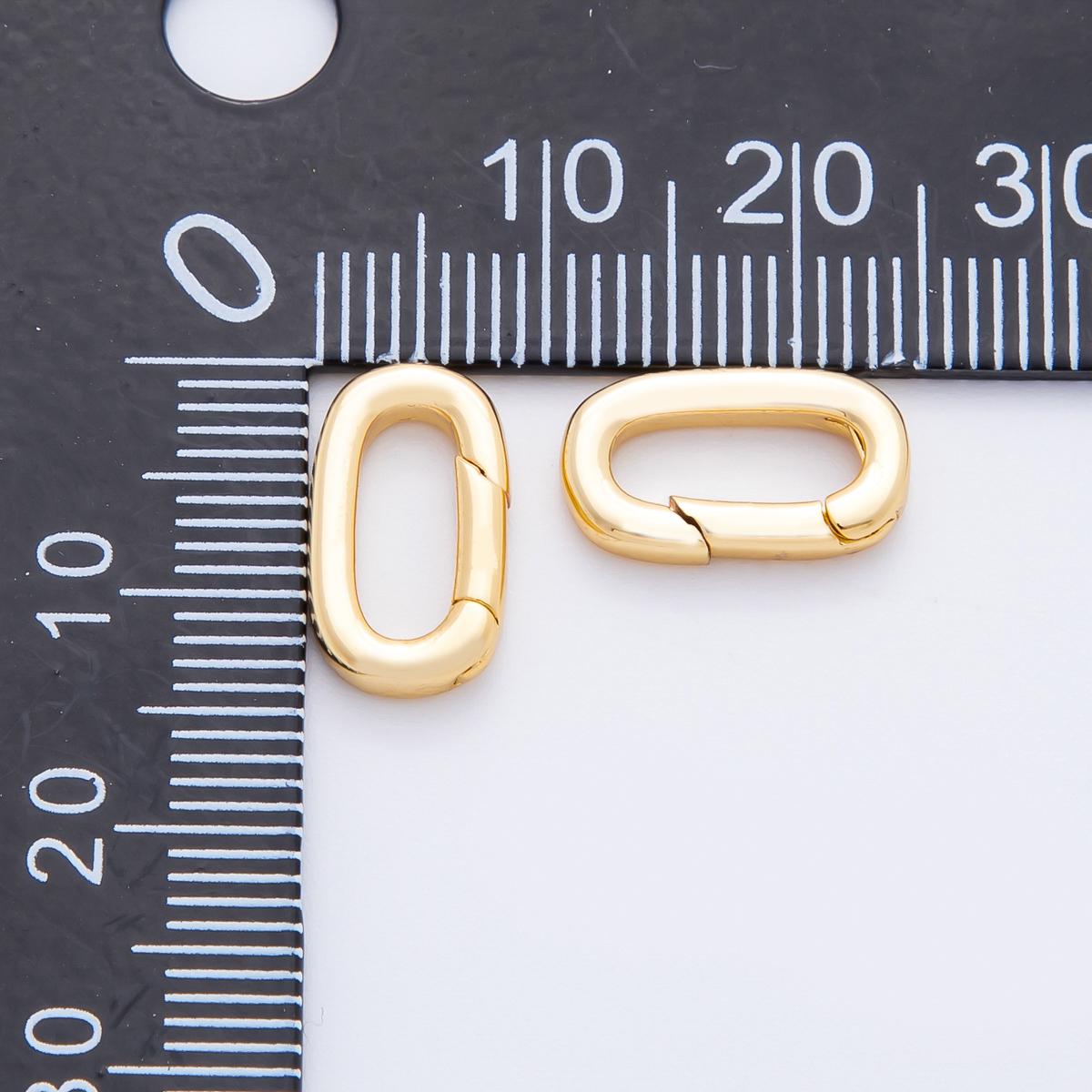 18K Gold Filled 14mm Minimalist Oblong Oval Push Gate Clasp Closure Finding | Z1409