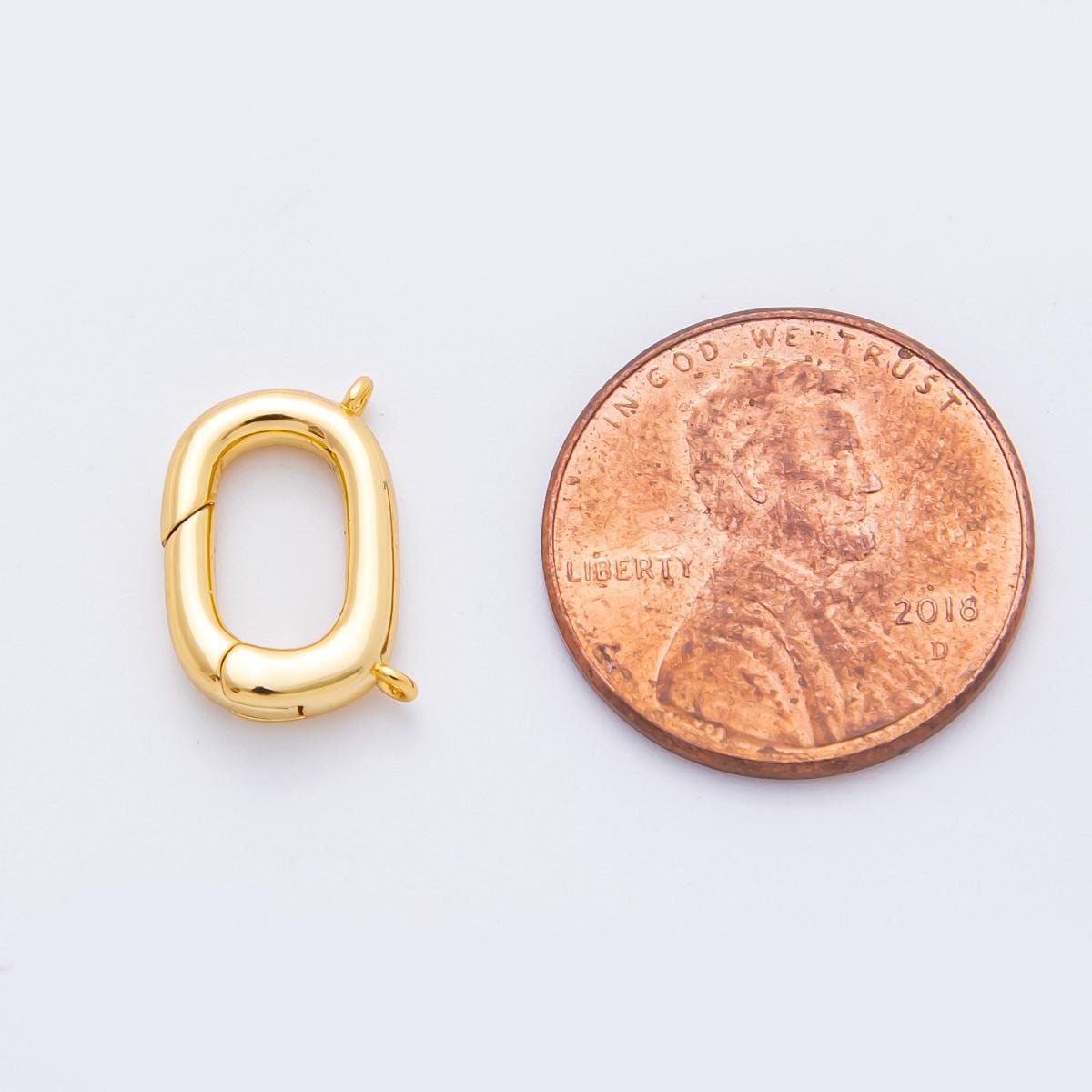 18K Gold Filled 13mm Oval Push Gate Clasp Connector Charm Finding | Z1411