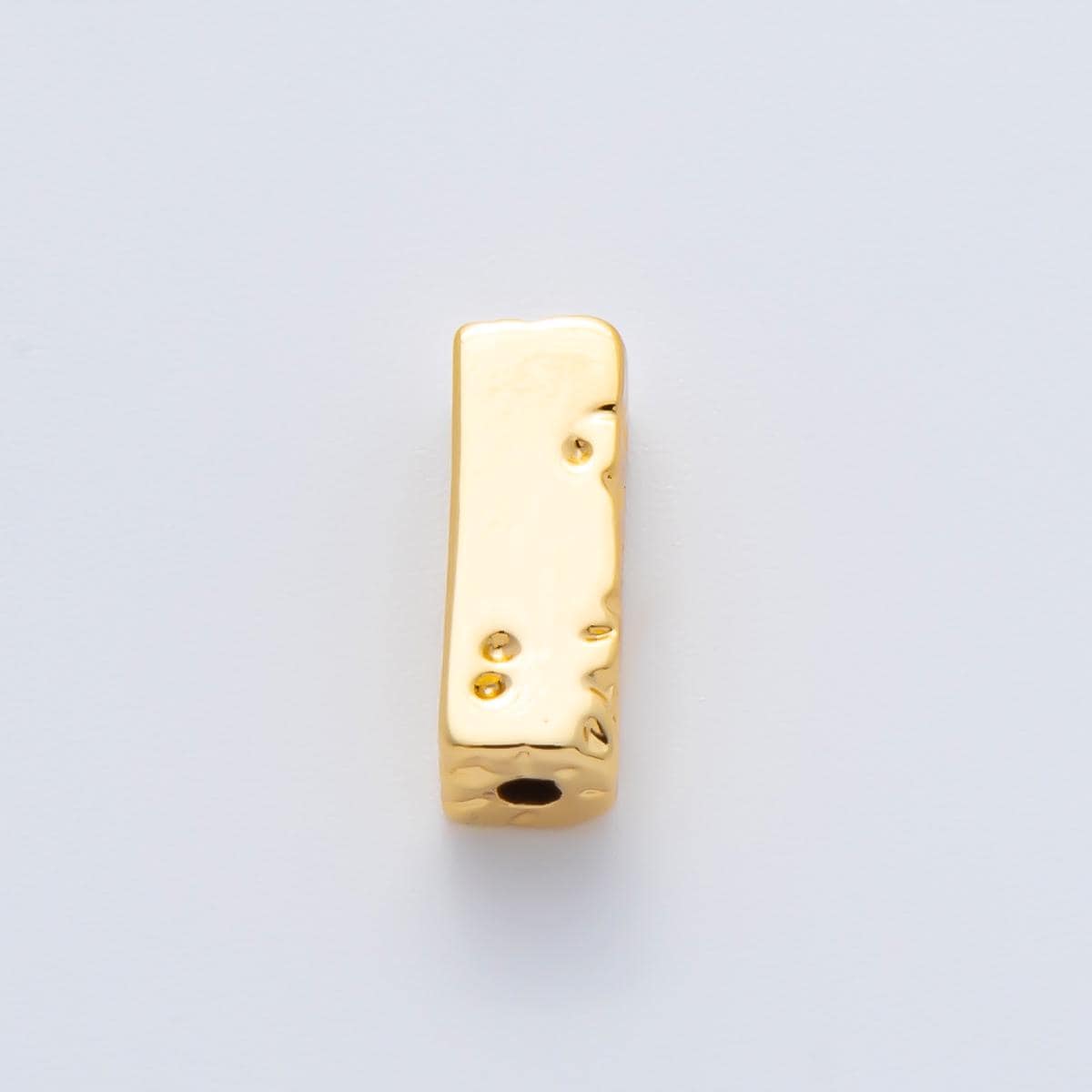18K Gold Filled 13mm Hammered Rectangular Tube Spacer Bead in Gold & Silver | B026