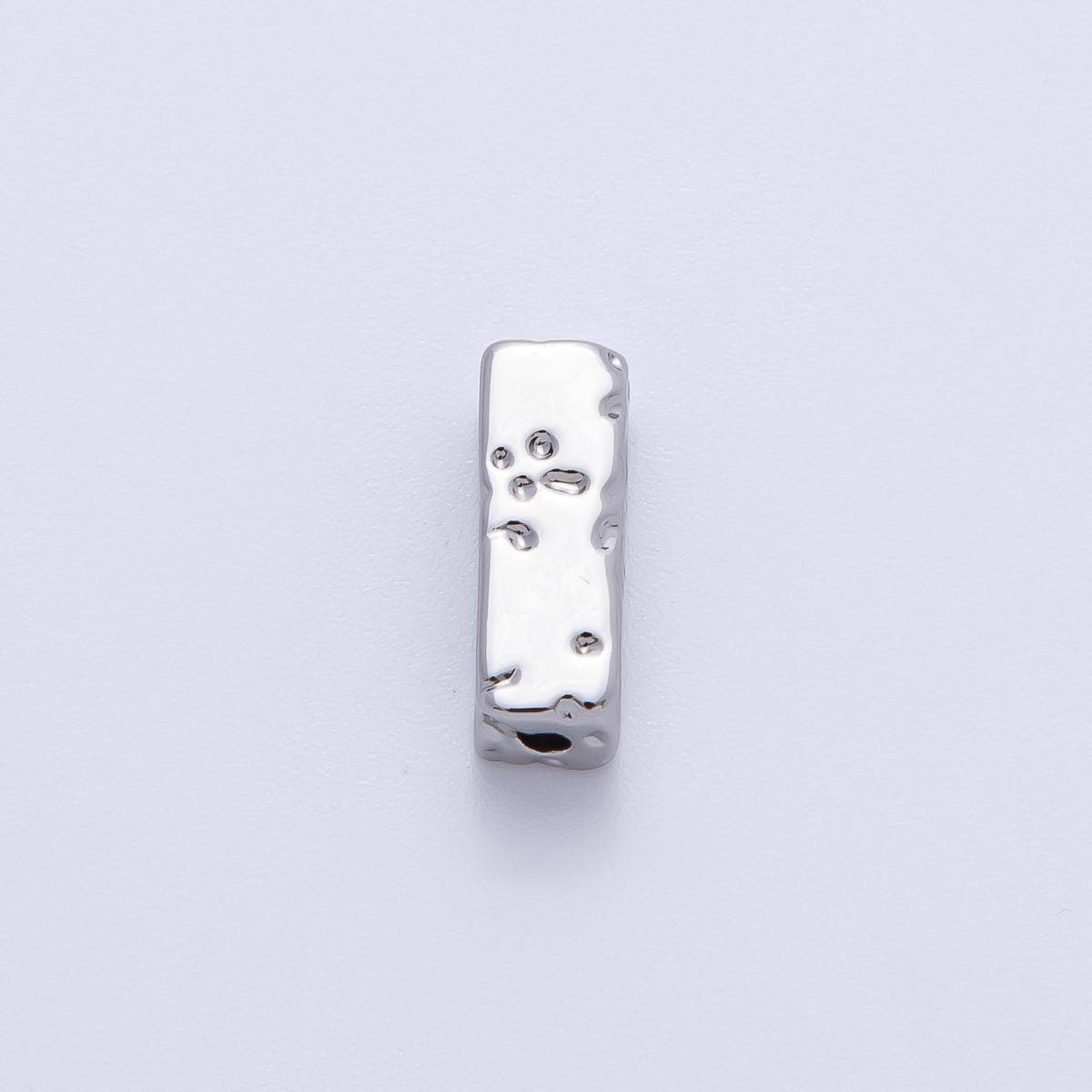 18K Gold Filled 13mm Hammered Rectangular Tube Spacer Bead in Gold & Silver | B026