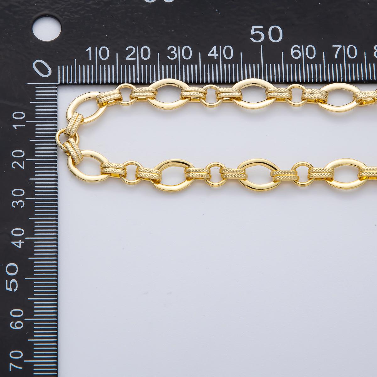 Wholesale Gold Textured Oval Link Chain 11x8mm 24k Gold Filled Cable Chain Jewelry Supply by the Yard for Jewelry Making Supply | ROLL-1772