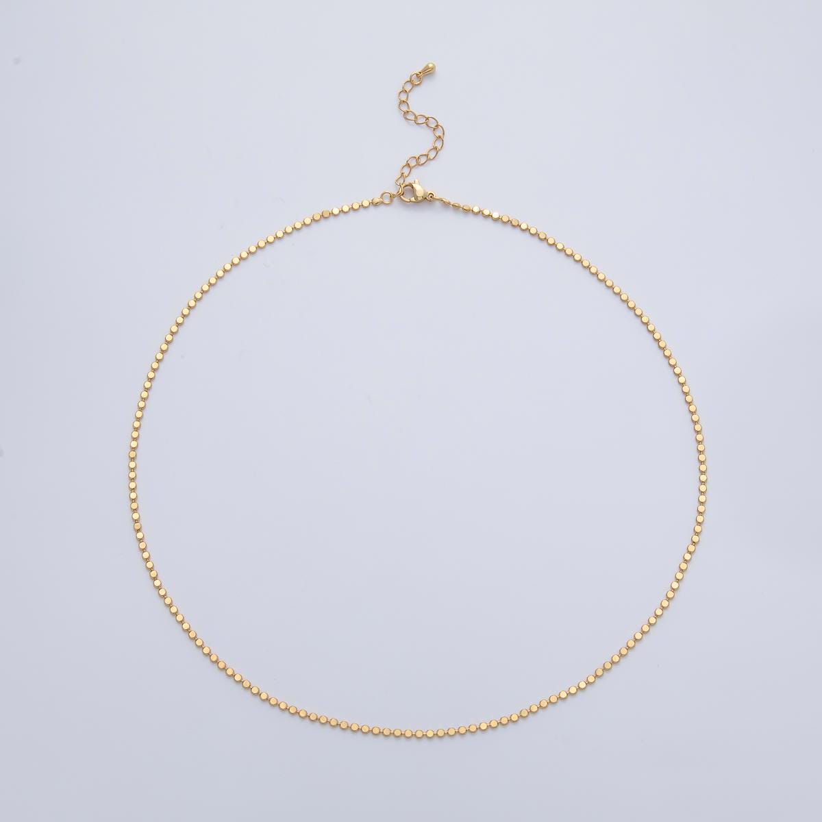 18k Gold Filled 2mm Specialty Dot Chain, Flat Round Shape Necklace Chain 18.3 inch Wa-1181