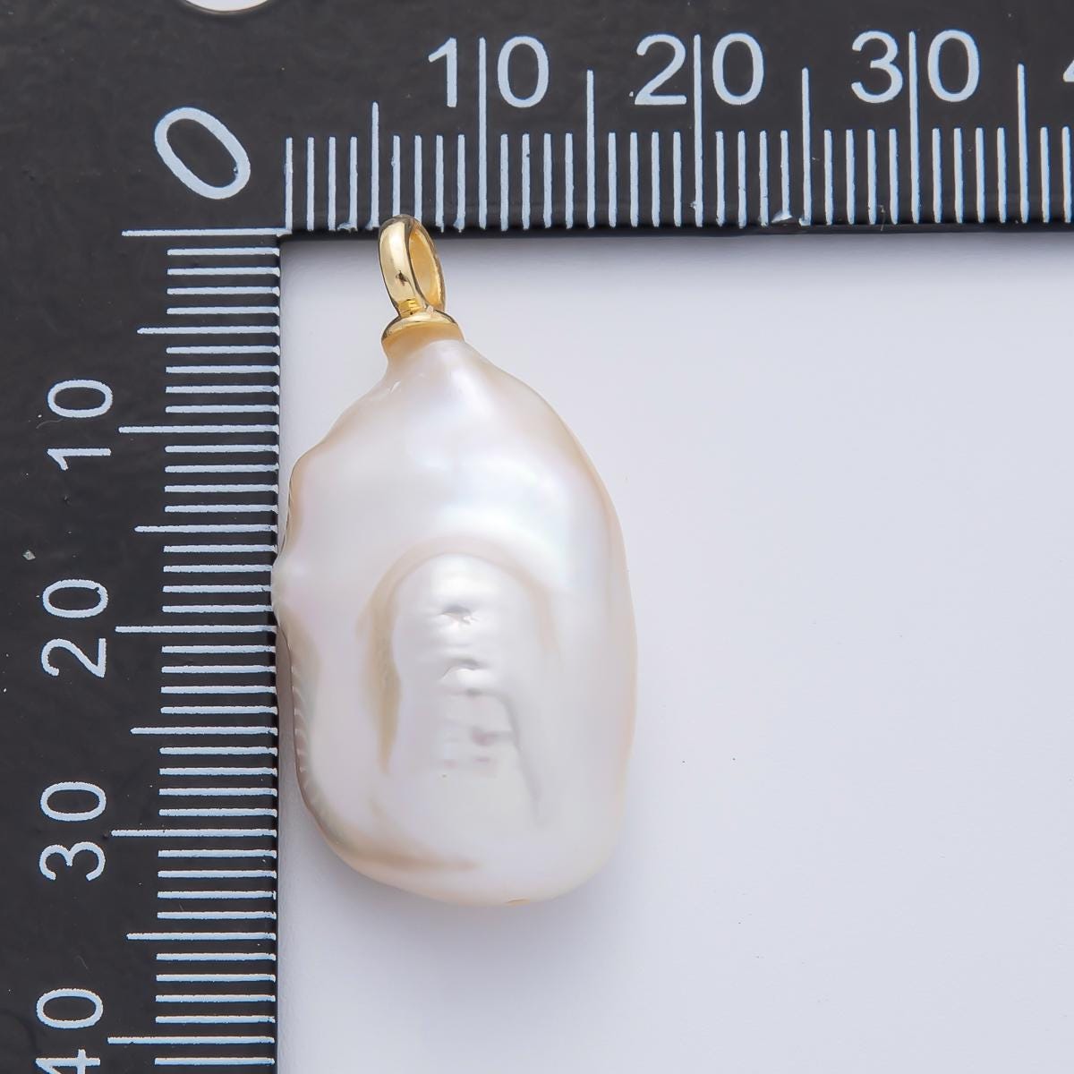 Freshwater Rectangle Baroque pearl charm gold 34.3x15.3mm white pearls for necklace bracelet earring wedding jewelry making minimalist AF637