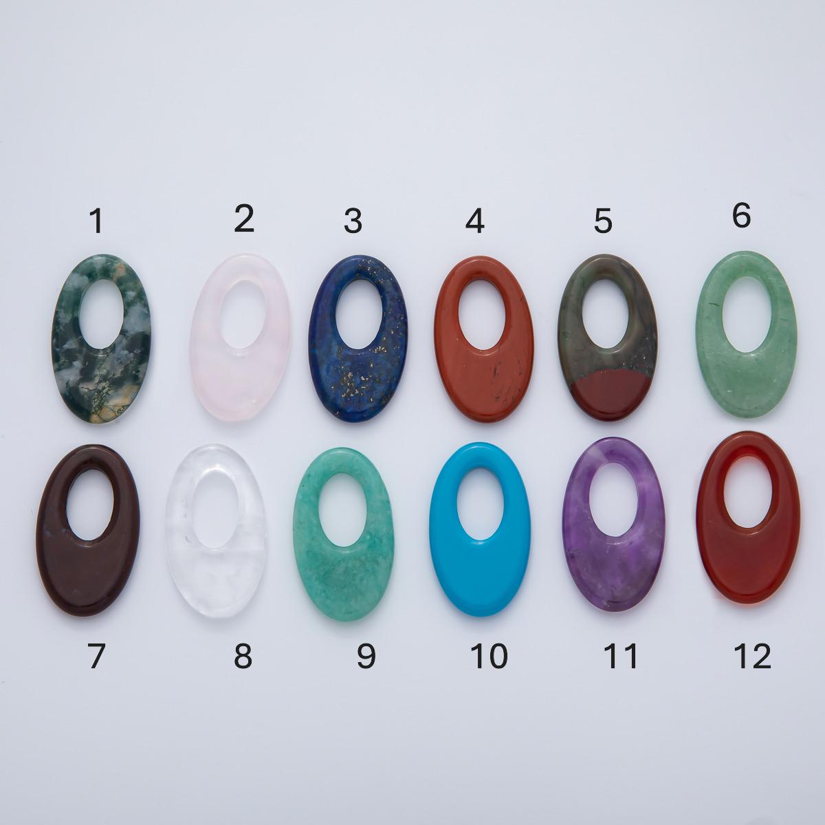 Oblong oval gemstone Oval link Charm for Cord Necklace Earring Hoop Dangle Charm Donut shaped jewelry finding