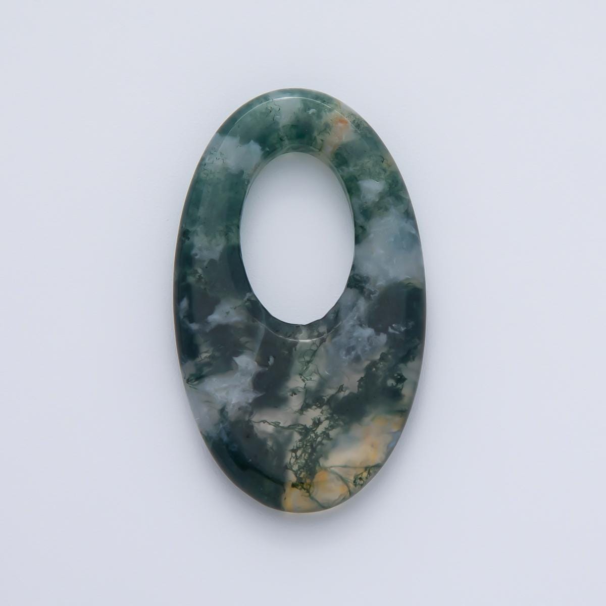 Oblong oval gemstone Oval link Charm for Cord Necklace Earring Hoop Dangle Charm Donut shaped jewelry finding