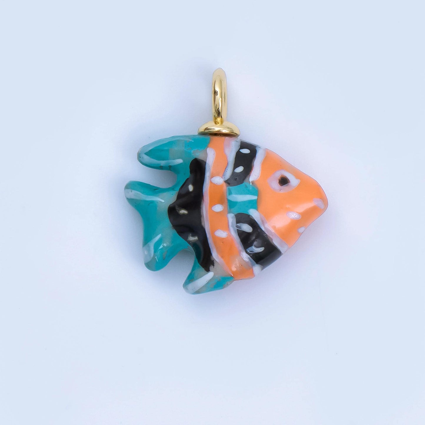 24K Gold Filled Angel Fish Ceramic Drop Pendant | AF-1259