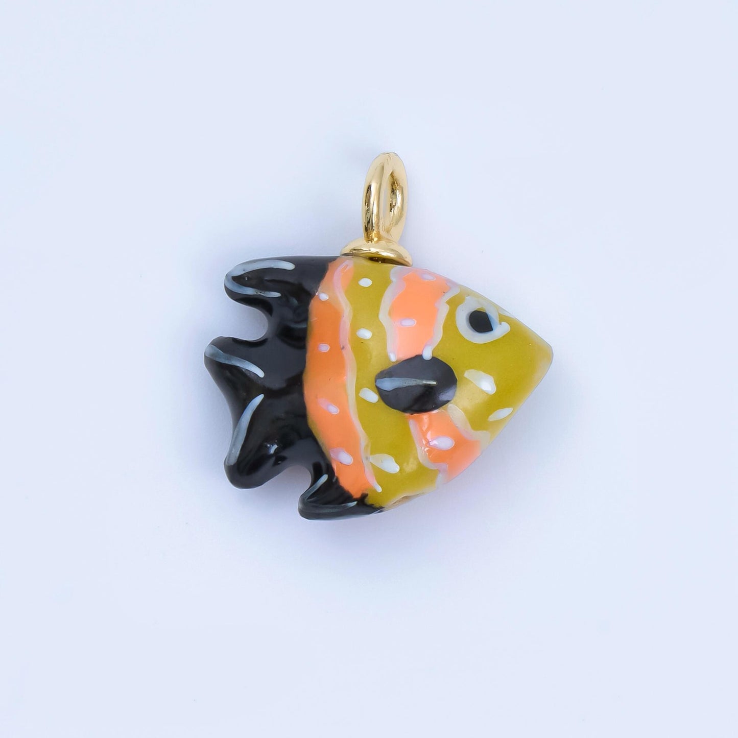 24K Gold Filled Angel Fish Ceramic Drop Pendant | AF-1259
