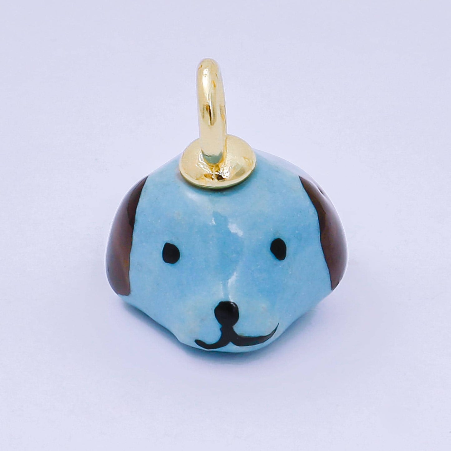 Dainty Dog ceramic charm handmade Puppy porcelain Pet Animal charm Blue Pink Green Purple for necklace bracelet jewelry making supply N-141