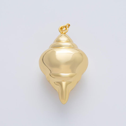 Big Sea Snail Shell 18K Gold Filled Charm, Golden Snail Shell Pendant Charm Summer Beach Pendant Statement For DIY Jewelry AF-1409