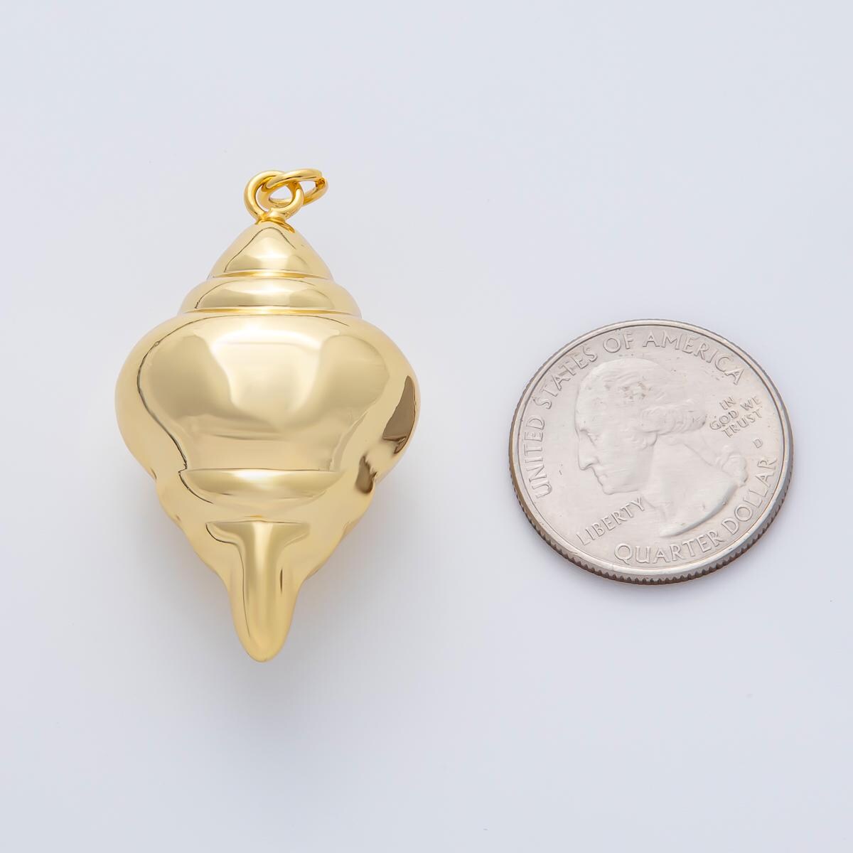 Big Sea Snail Shell 18K Gold Filled Charm, Golden Snail Shell Pendant Charm Summer Beach Pendant Statement For DIY Jewelry AF-1409