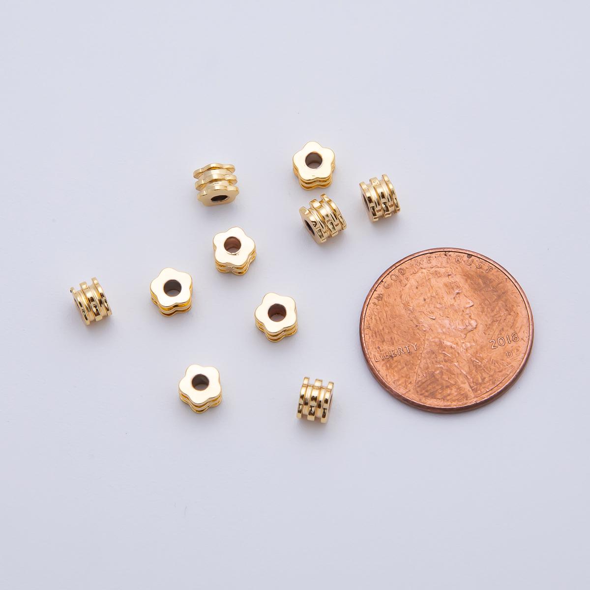 10x 18k gold Filled Textured Flower beads spacer Tiny Bead spacer beads 3.3x4.6 mm beads B-303