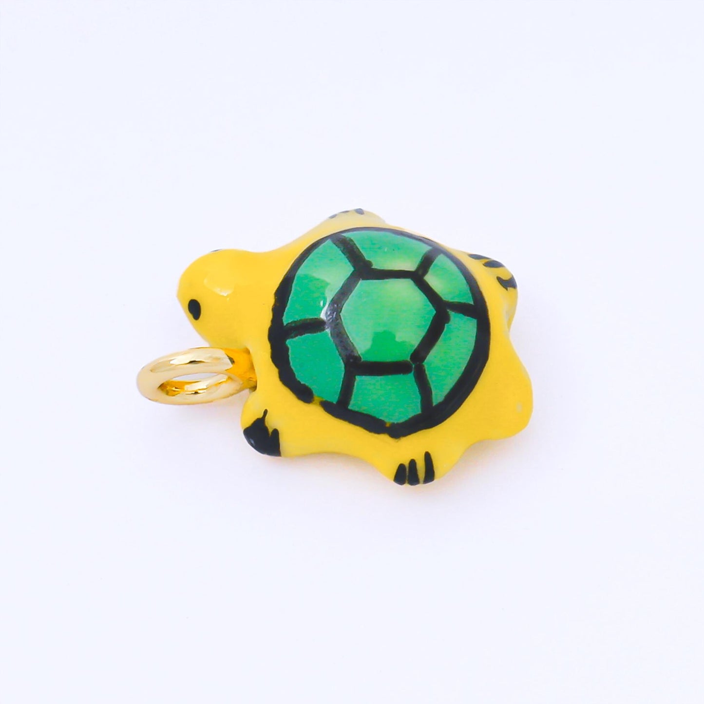 24K Gold Filled Turtle Charm Under The Sea Animal Ceramic Drop Pendant | AF-1522