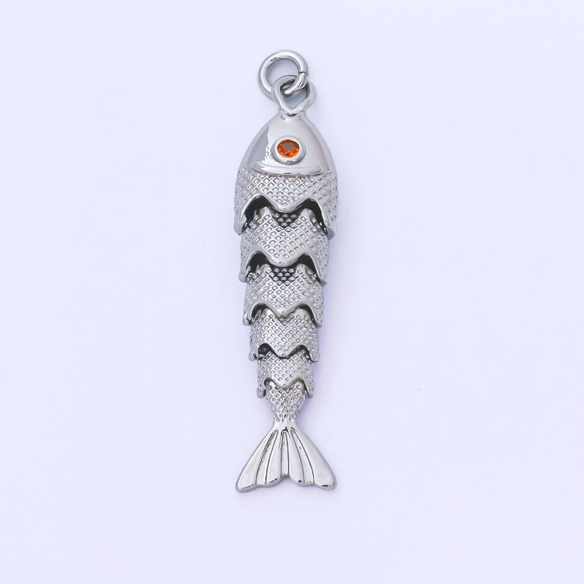 3D 24k gold filled Articulated Fish Pendant Movable Tail Design Vintage Style Charm Sardines Fish Animal Sea Life Inspired Jewelry AF-1526