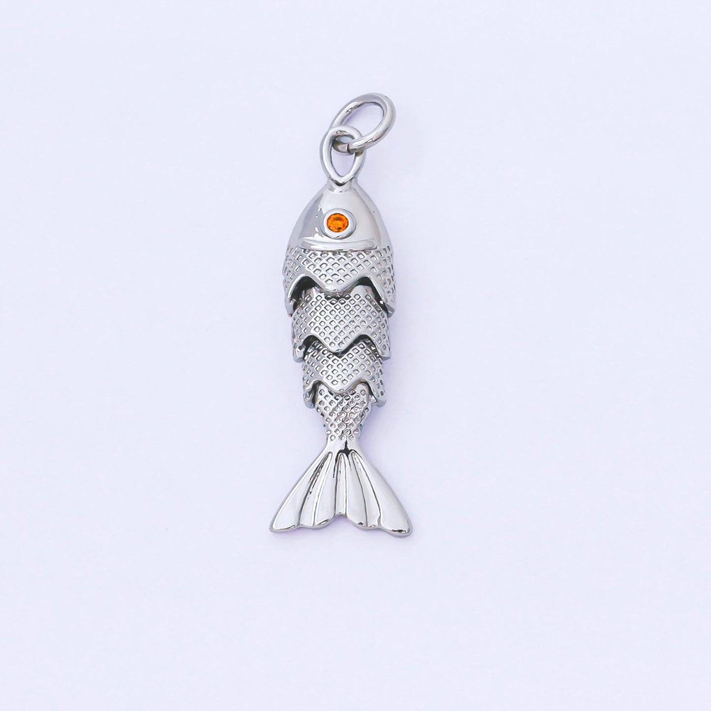 3D 24k gold filled Articulated Fish Pendant Movable Tail Design Vintage Style Charm Sardines Fish Animal Sea Life Inspired Jewelry AF-1526