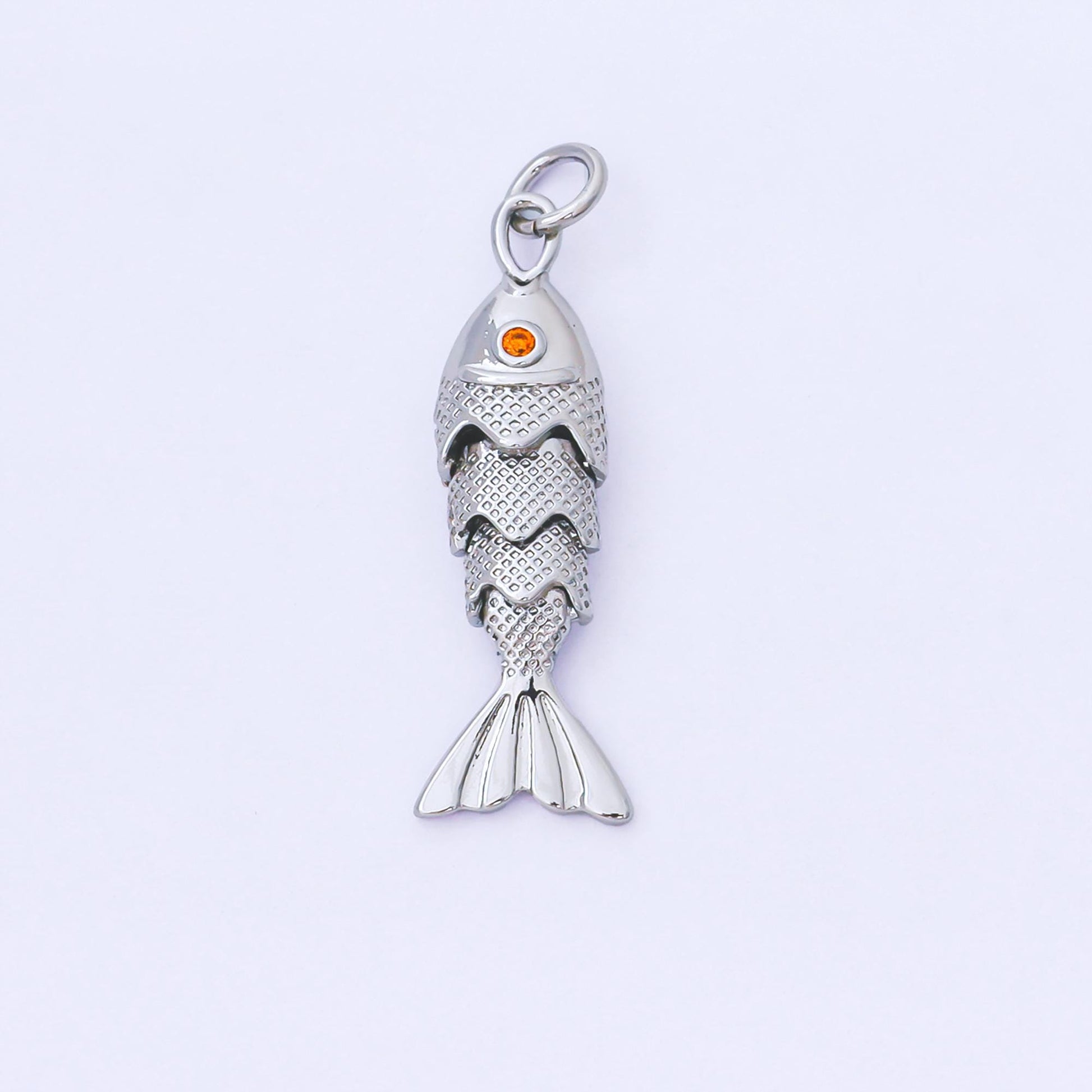 3D 24k gold filled Articulated Fish Pendant Movable Tail Design Vintage Style Charm Sardines Fish Animal Sea Life Inspired Jewelry AF-1526