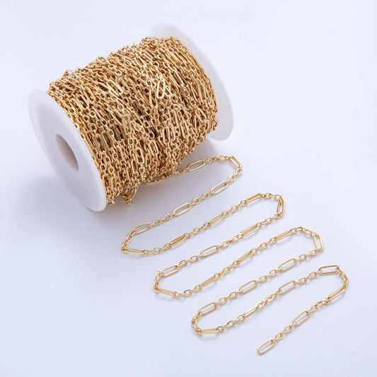 16K Gold Filled Geometric Infinity Paperclip Unfinished Chain by Yard | Roll-1583
