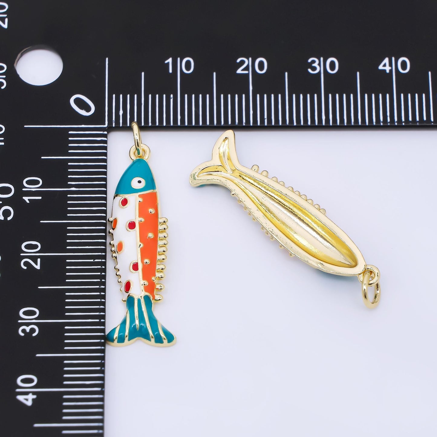 18k gold filled Sardines Charm Gold fish animal enamel charm | AF-1306