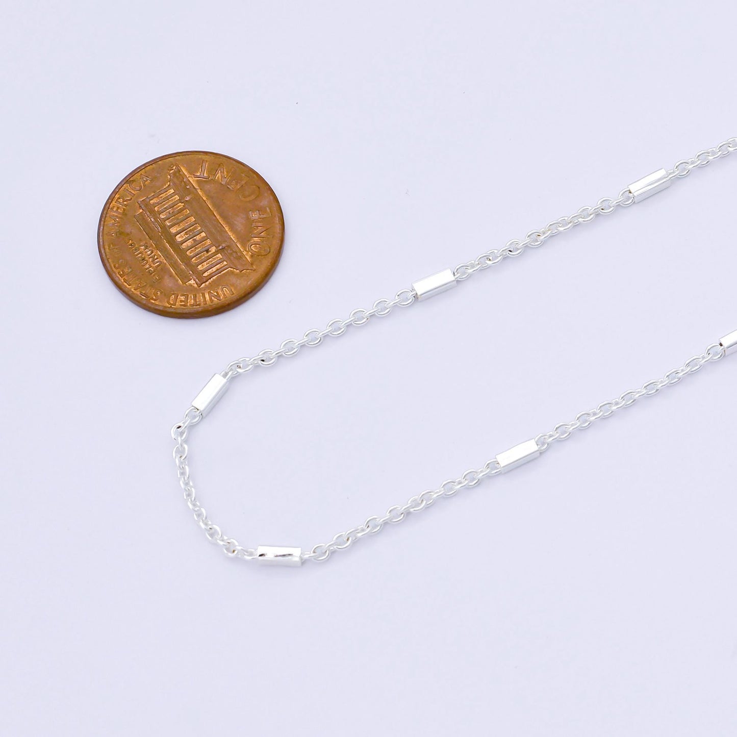 Silver Tube bead satellite chain, unfinished satellite chain for jewelry making supply roll-1679