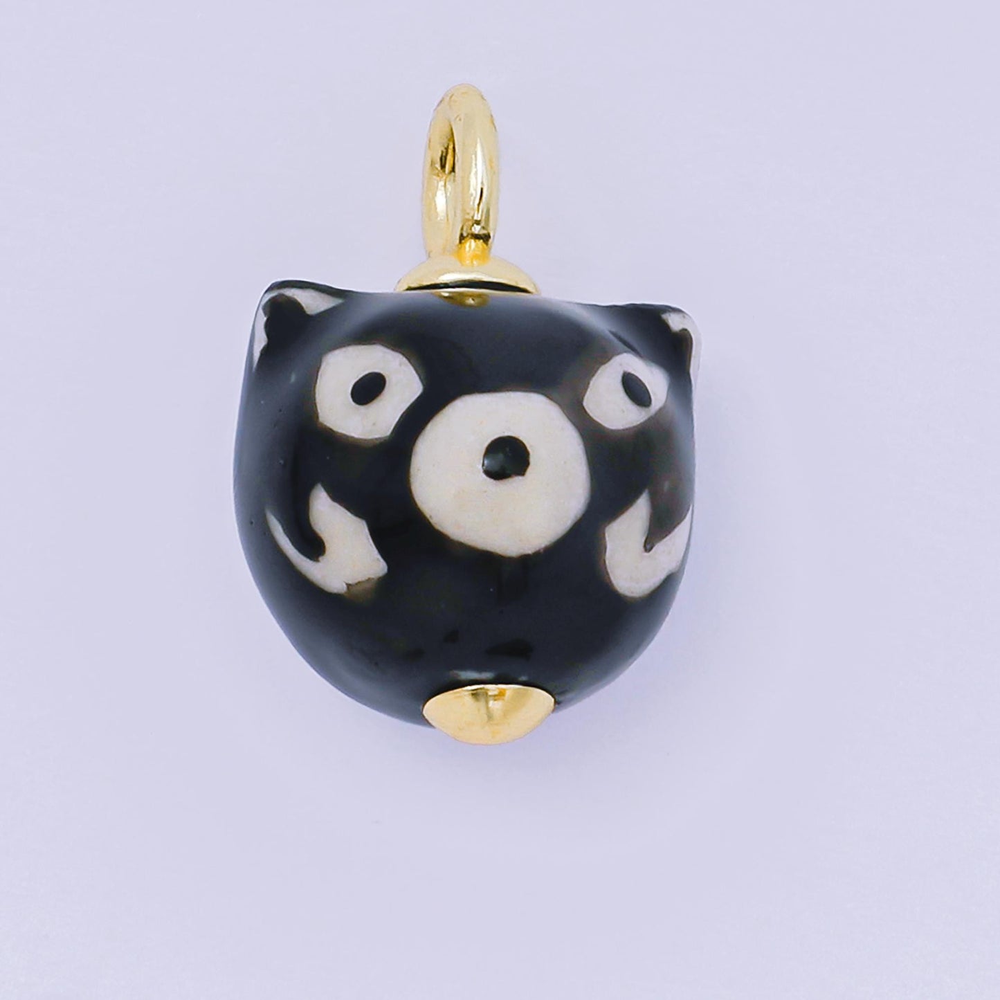 Hand painted Brown Bear Pendant, 24K Gold Filled Ceramic Big Bear Charm For Necklace Bracelet Component AF-1295
