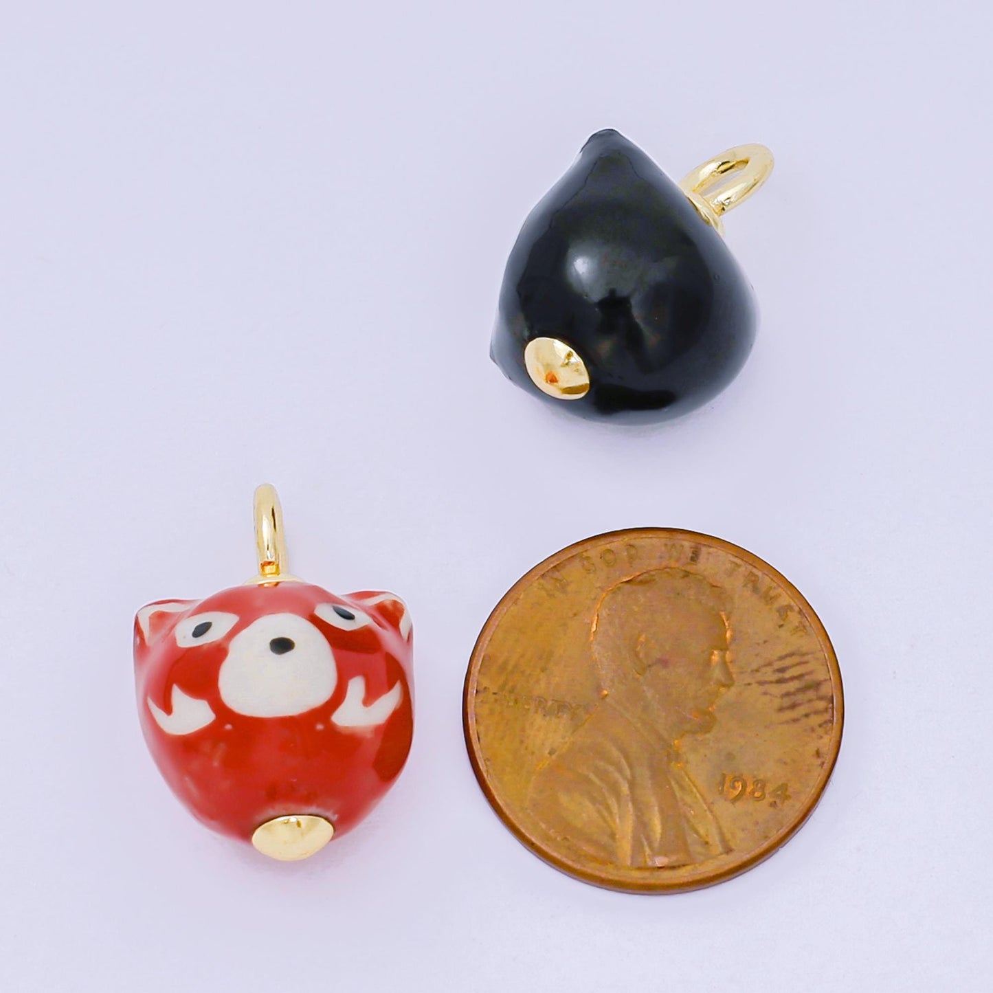 Hand painted Brown Bear Pendant, 24K Gold Filled Ceramic Big Bear Charm For Necklace Bracelet Component AF-1295