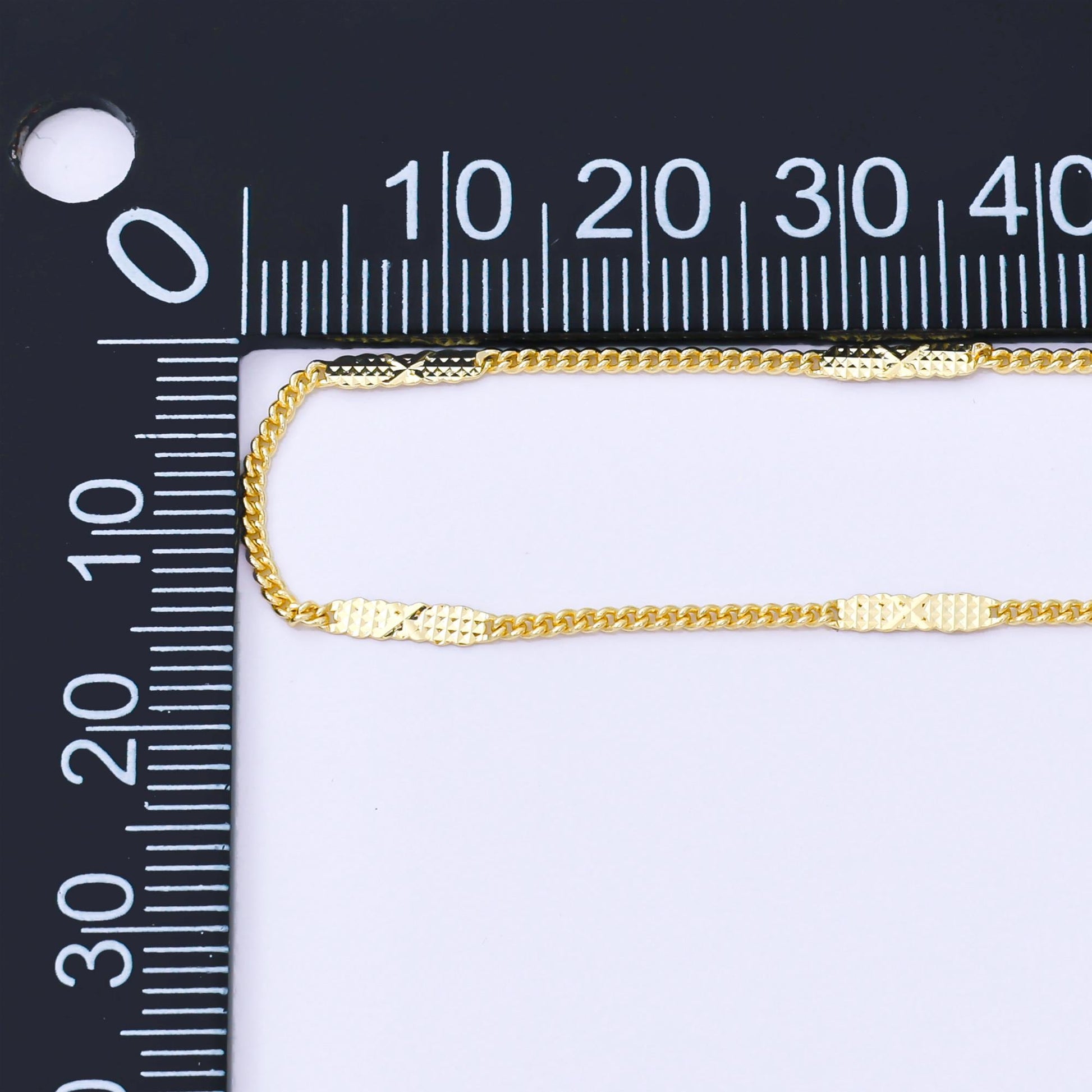 Drawn Curb Starburst Chain 24k Gold Filled Minimalist Jewelry Necklace Ready to Wear 17.5 inch WA-3407
