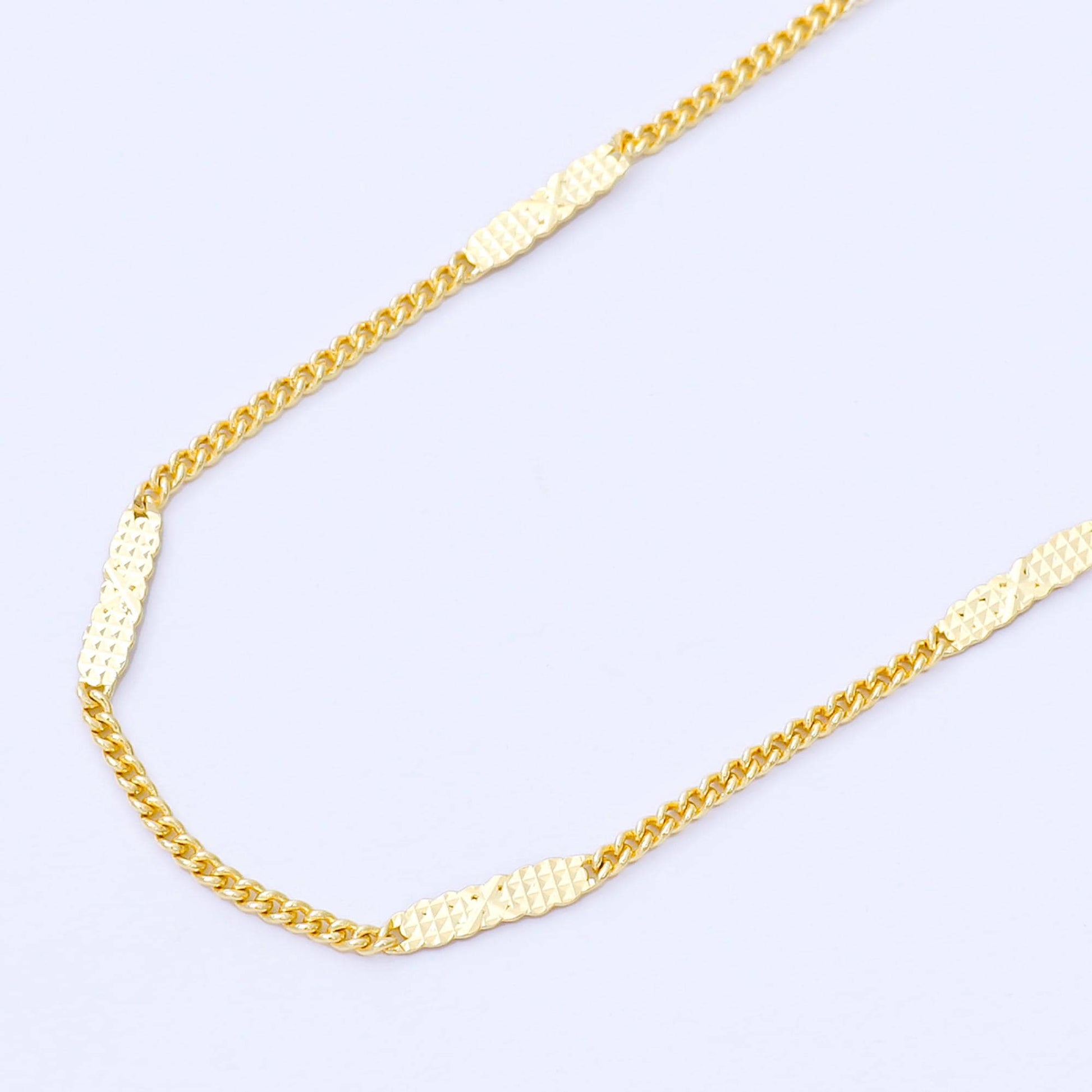 Drawn Curb Starburst Chain 24k Gold Filled Minimalist Jewelry Necklace Ready to Wear 17.5 inch WA-3407