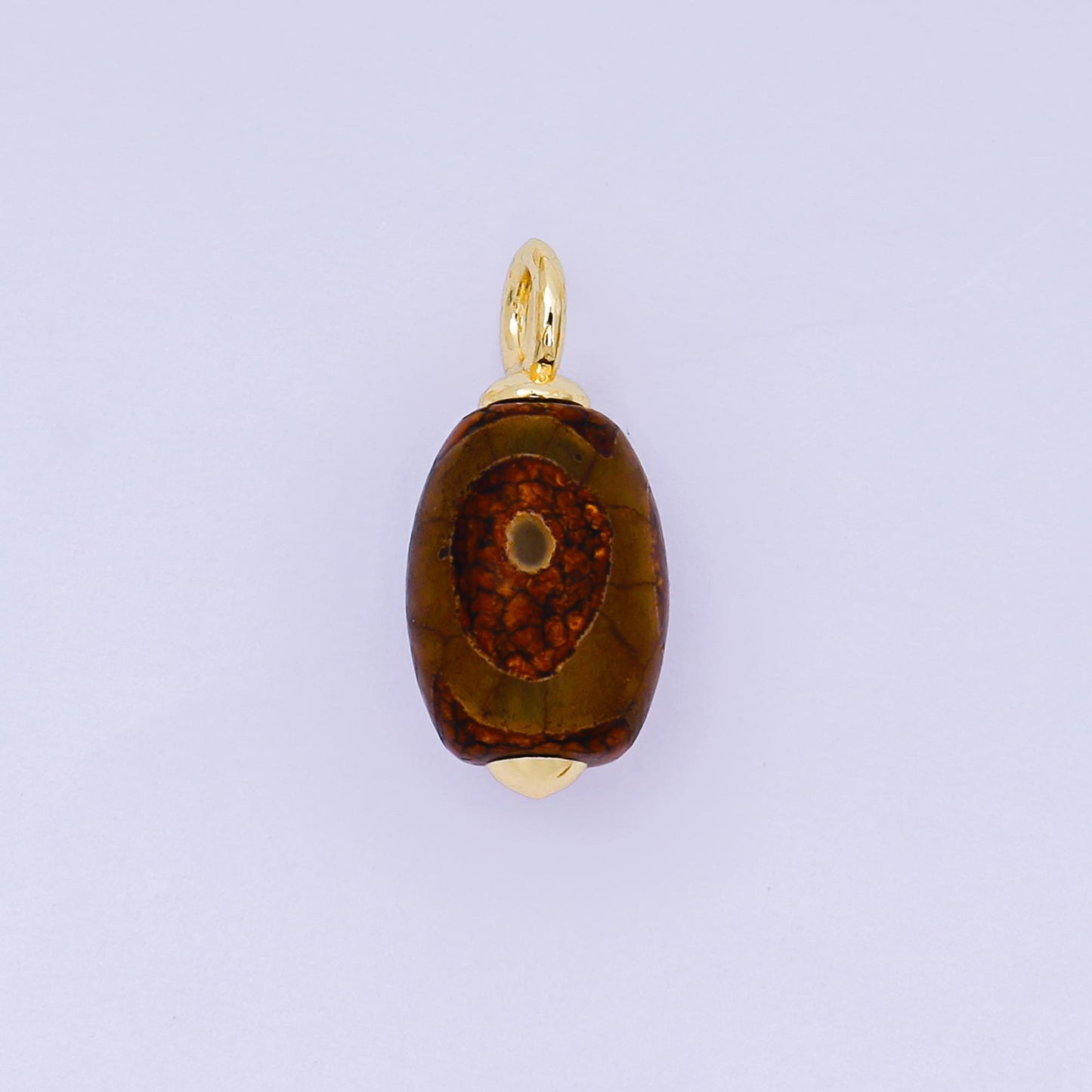 Czech Glass 22x10mm Oval Tube Dark Brown Charm AF1299