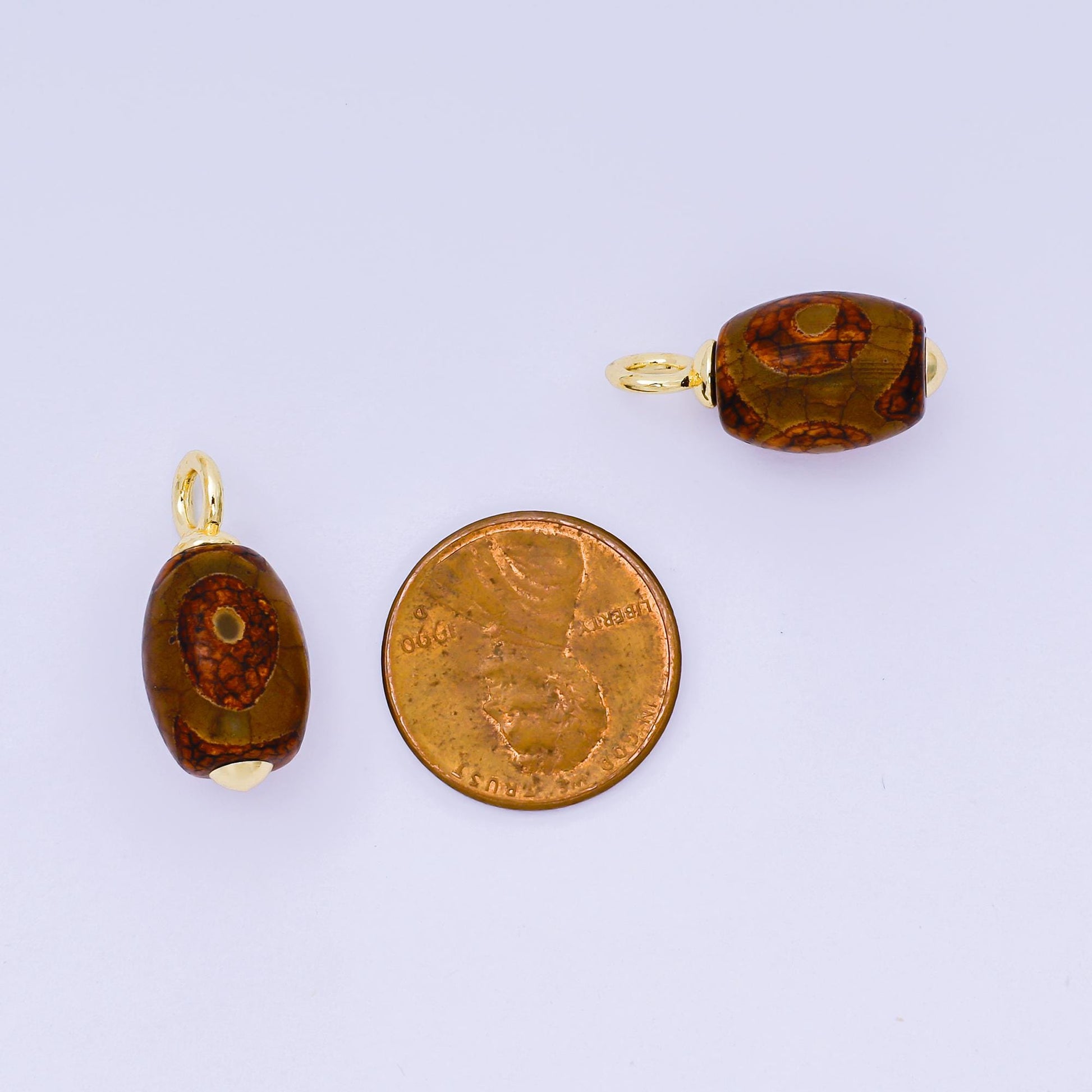 Czech Glass 22x10mm Oval Tube Dark Brown Charm AF1299