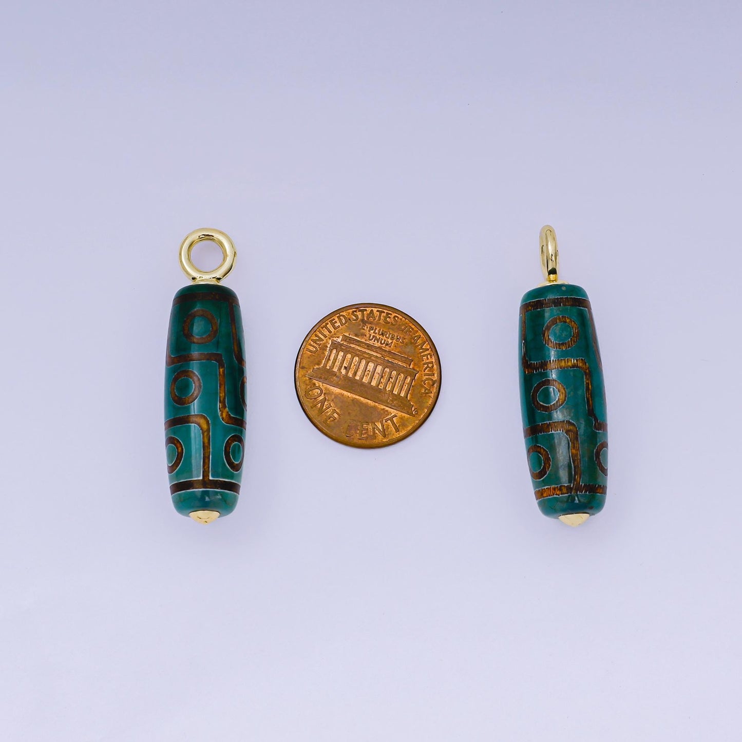 Czech Glass 38.4.5 x 10.4 X 10.5 mm Long Tube Dark Green Charm AF1298