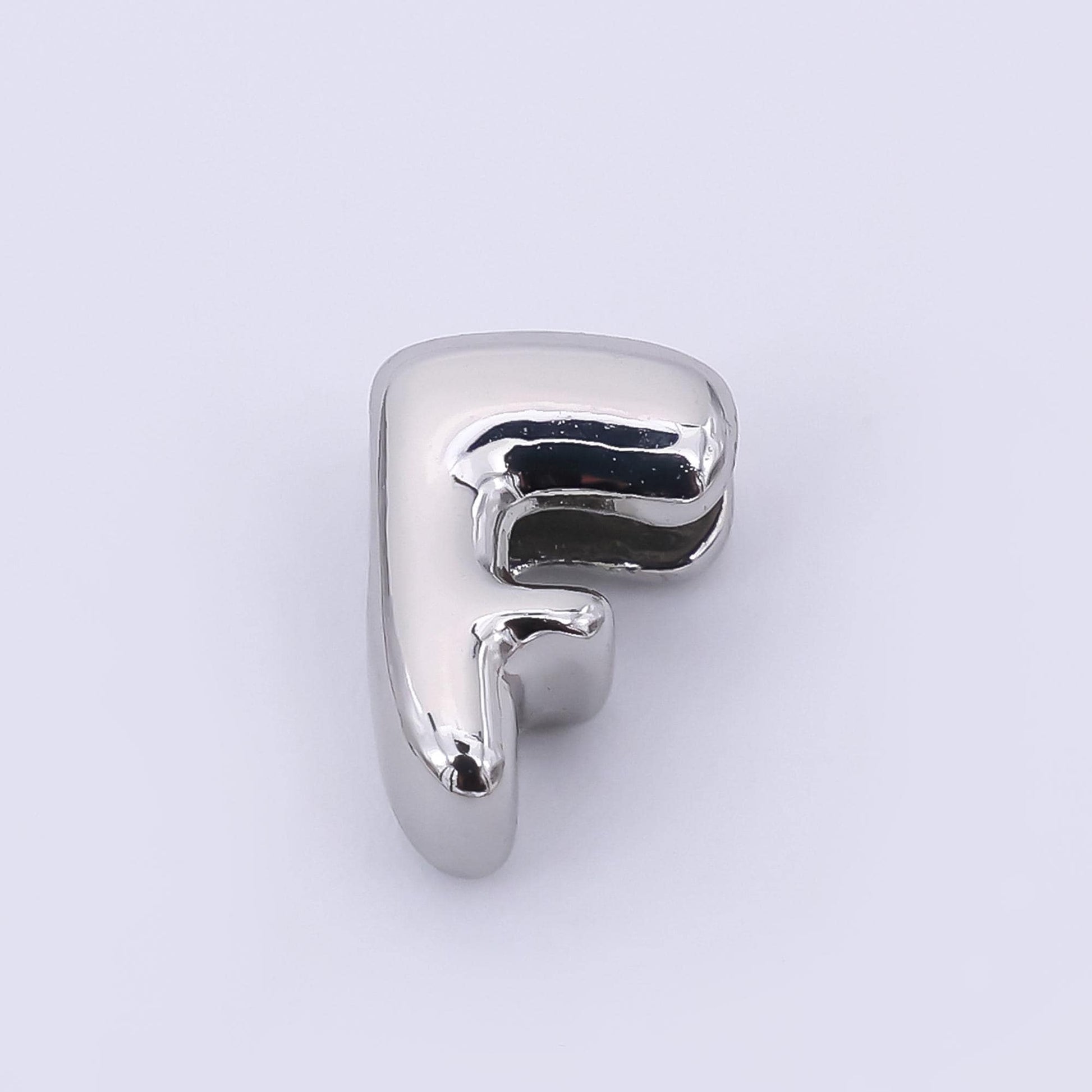 Silver 8mm Initial Letter Alphabet Chubby Spacer Bead Bubble Initial Charm spacer for Beaded Jewelry | AF-40