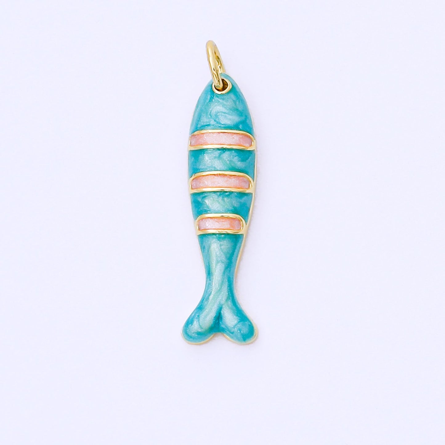 Dainty Gold fish Charms 18K Gold Filled Enamel Sardines Pendant Charm Bracelet Necklace for DIY Jewelry Making Supply AF1502