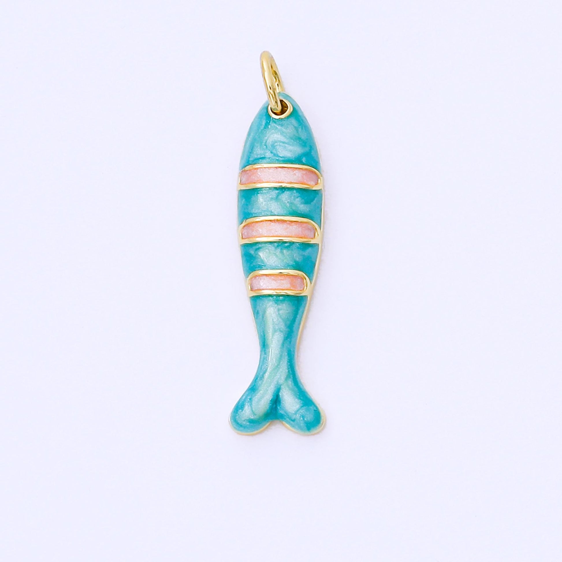 Dainty Gold fish Charms 18K Gold Filled Enamel Sardines Pendant Charm Bracelet Necklace for DIY Jewelry Making Supply AF1502