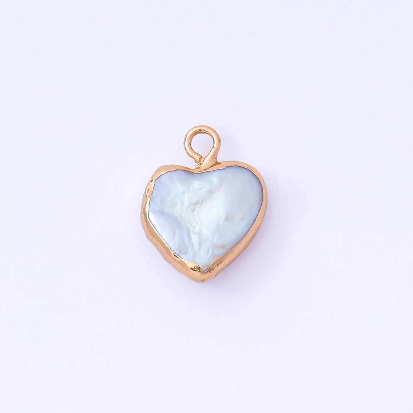 1x Mini Freeform Heart Freshwater Pearl Gold Plated Rim Add-On Charm for Bracelet Necklace Bracelet Earring Component AF-573