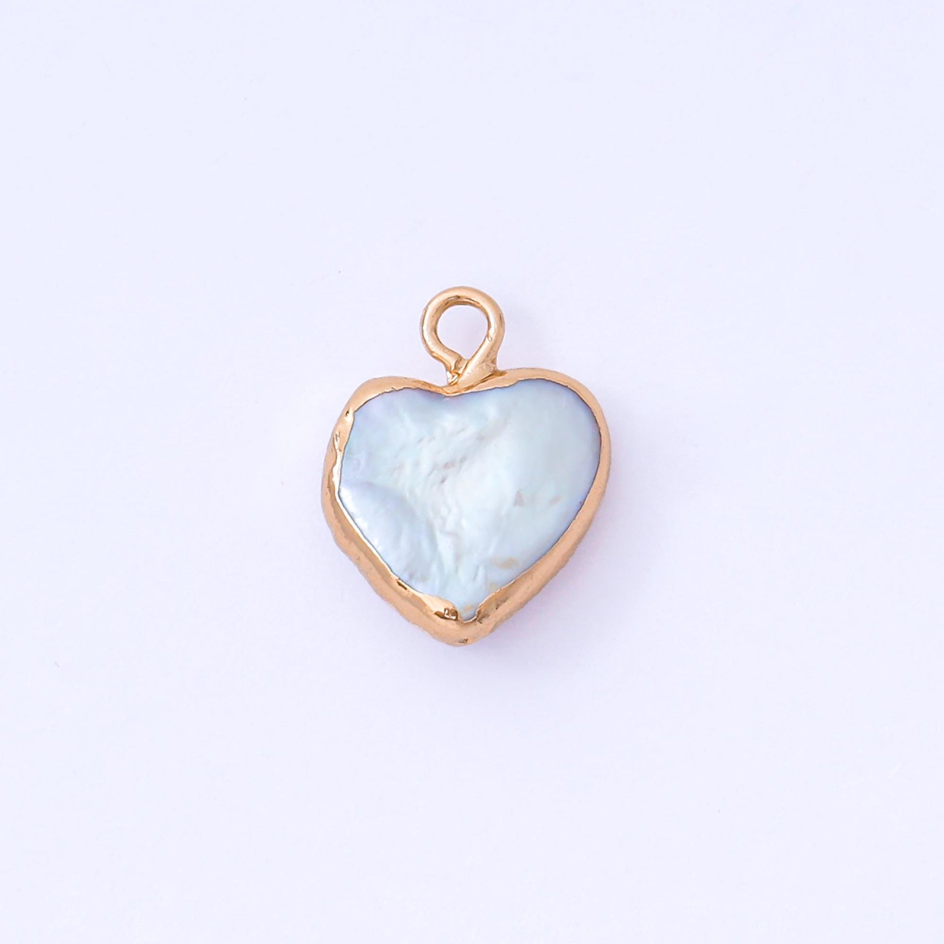 1x Mini Freeform Heart Freshwater Pearl Gold Plated Rim Add-On Charm for Bracelet Necklace Bracelet Earring Component AF-573