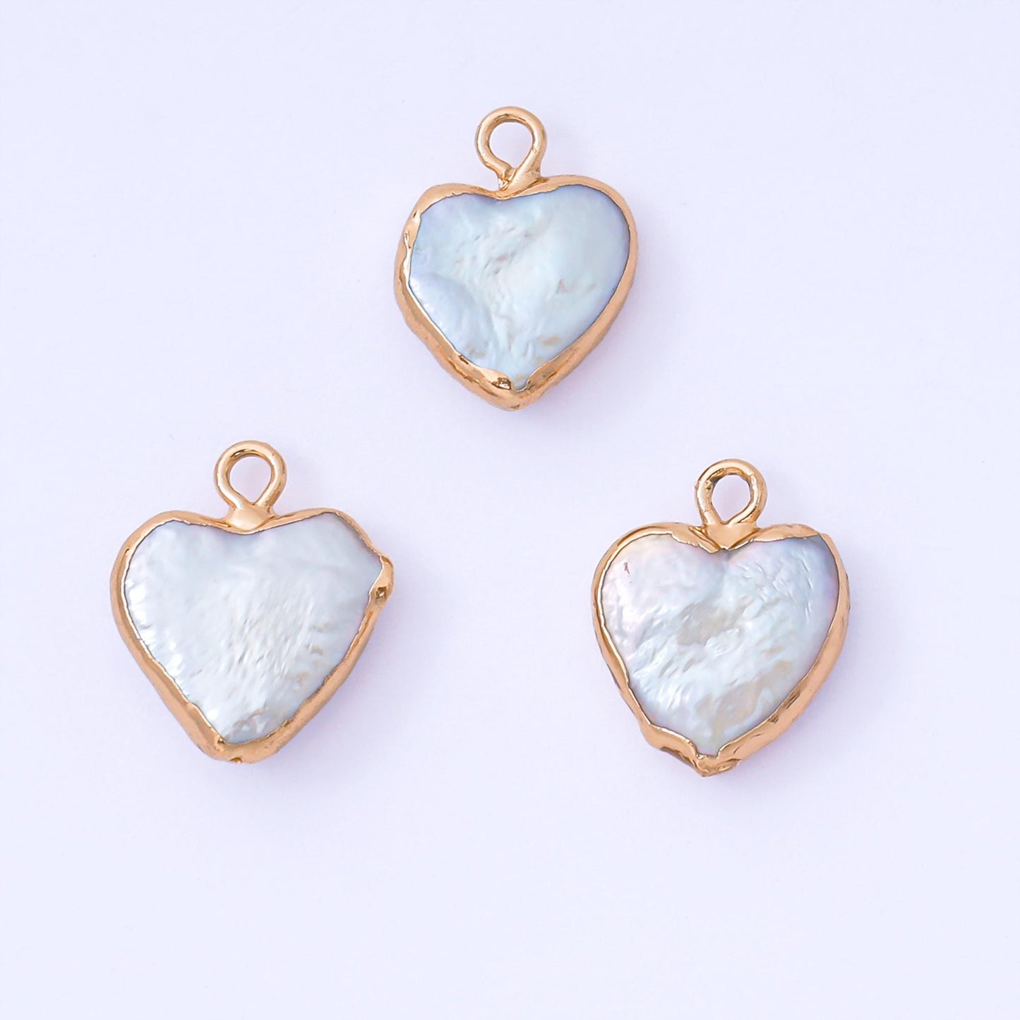 1x Mini Freeform Heart Freshwater Pearl Gold Plated Rim Add-On Charm for Bracelet Necklace Bracelet Earring Component AF-573