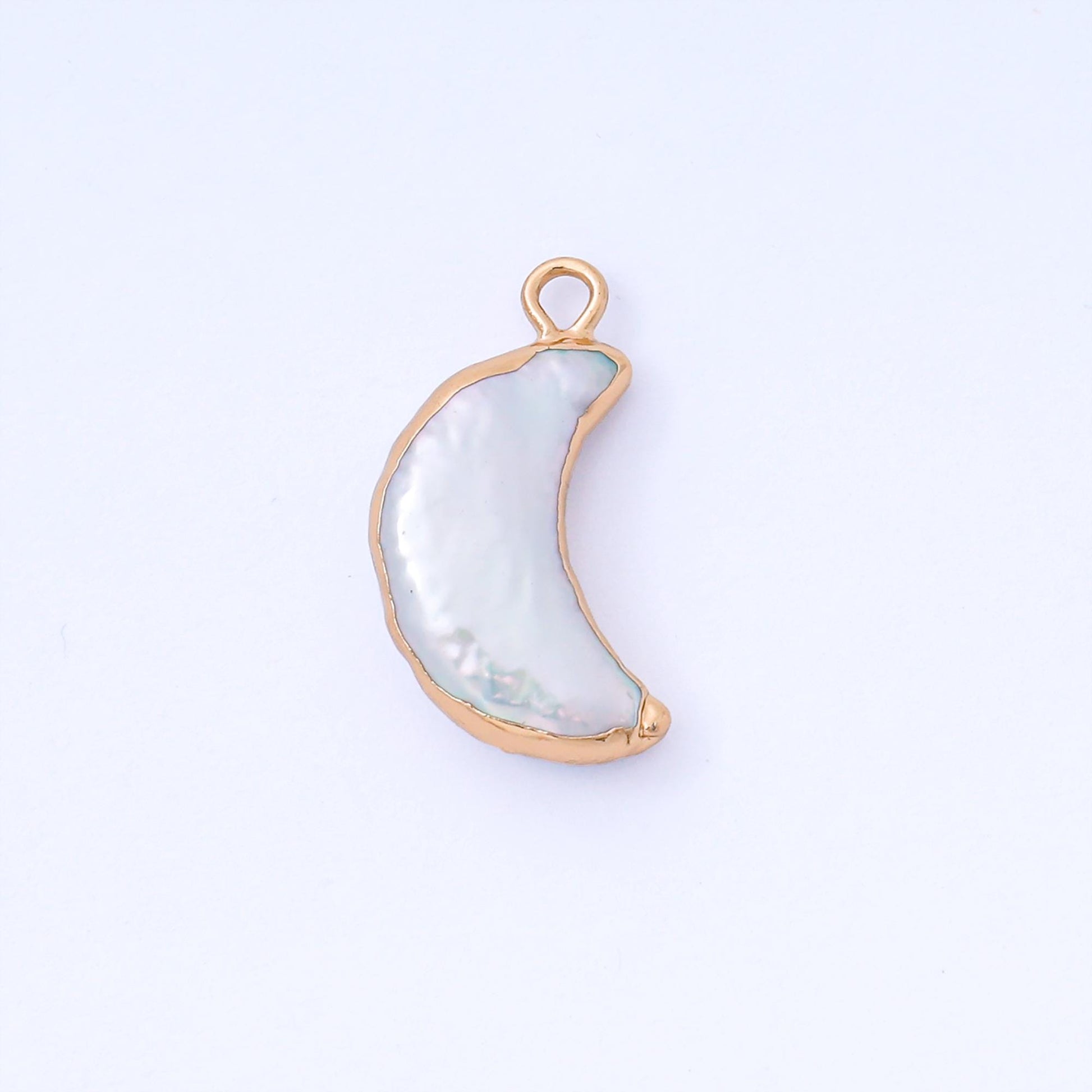 1x Dainty Freeform Crescent Moon Freshwater Pearl Gold Plated Add-On Charm for Bracelet Necklace Bracelet Earring Component AF-574