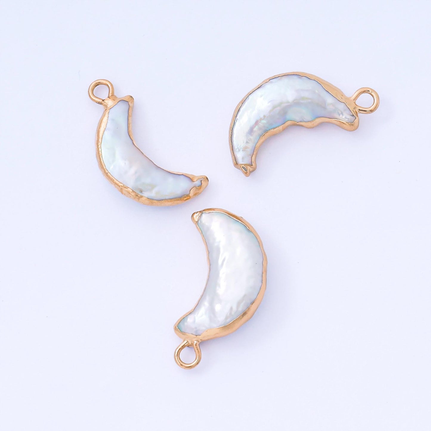 1x Dainty Freeform Crescent Moon Freshwater Pearl Gold Plated Add-On Charm for Bracelet Necklace Bracelet Earring Component AF-574