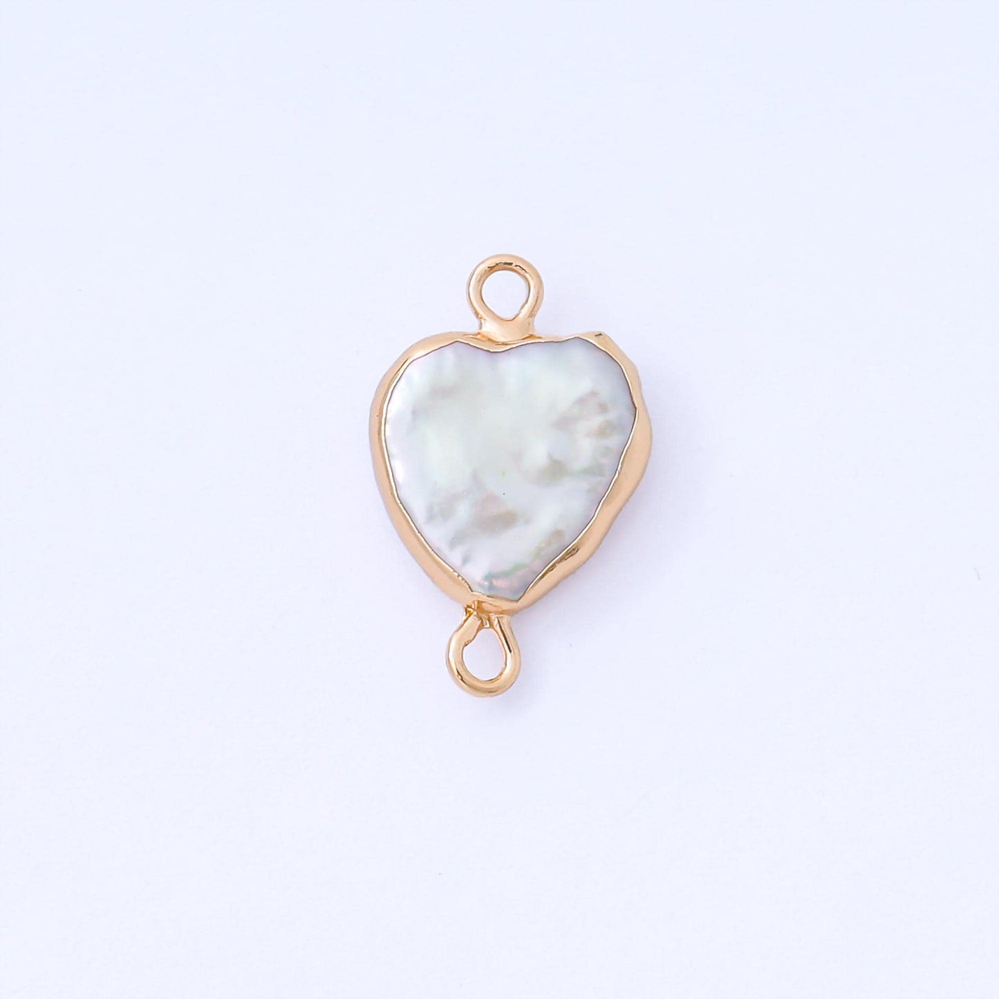 Freshwater Pearl Heart Charm Connector Gold Dipped Pearl Heart Gold Plated Love Jewelry Findings 19x13 mm AF-577