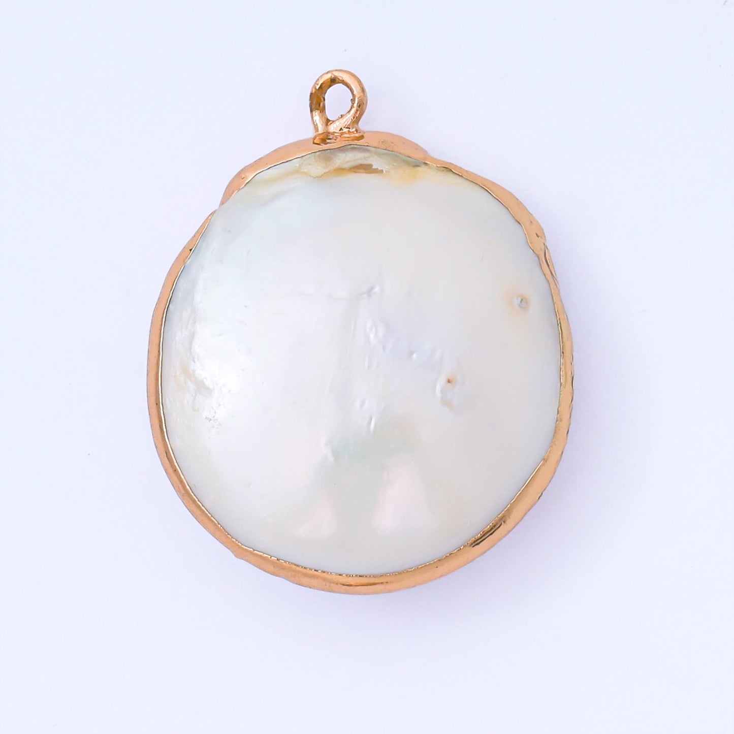 Freshwater Pearl Round Coin Charm Gold Dipped Pearl Baroque Gold Plated Pearlcore Jewelry Findings 33x25 mm AF-571