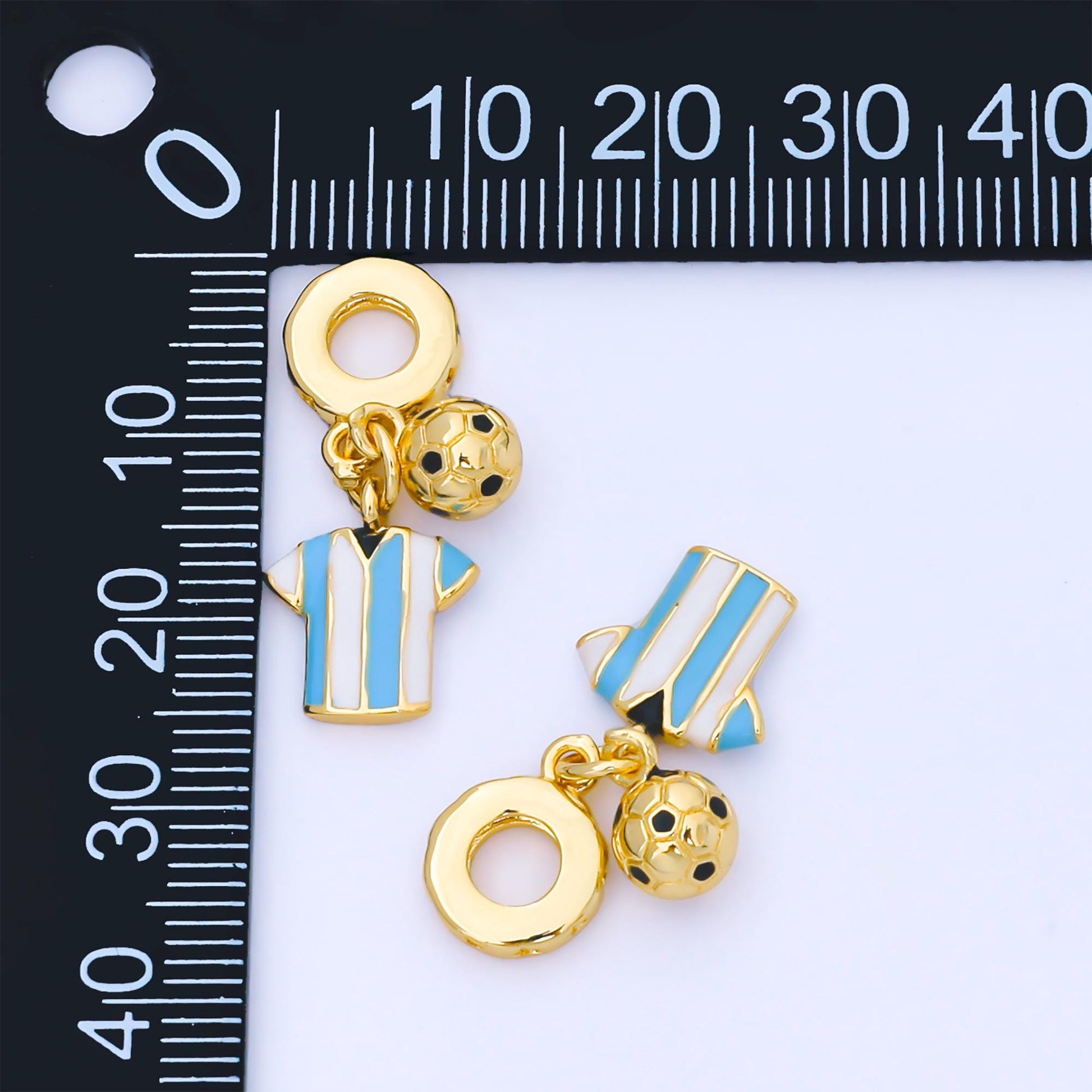 24k gold filled mini soccer ball charm sport theme rondelle bail for drop pendant bracelet Argentina fan inspired jersey | AF1567