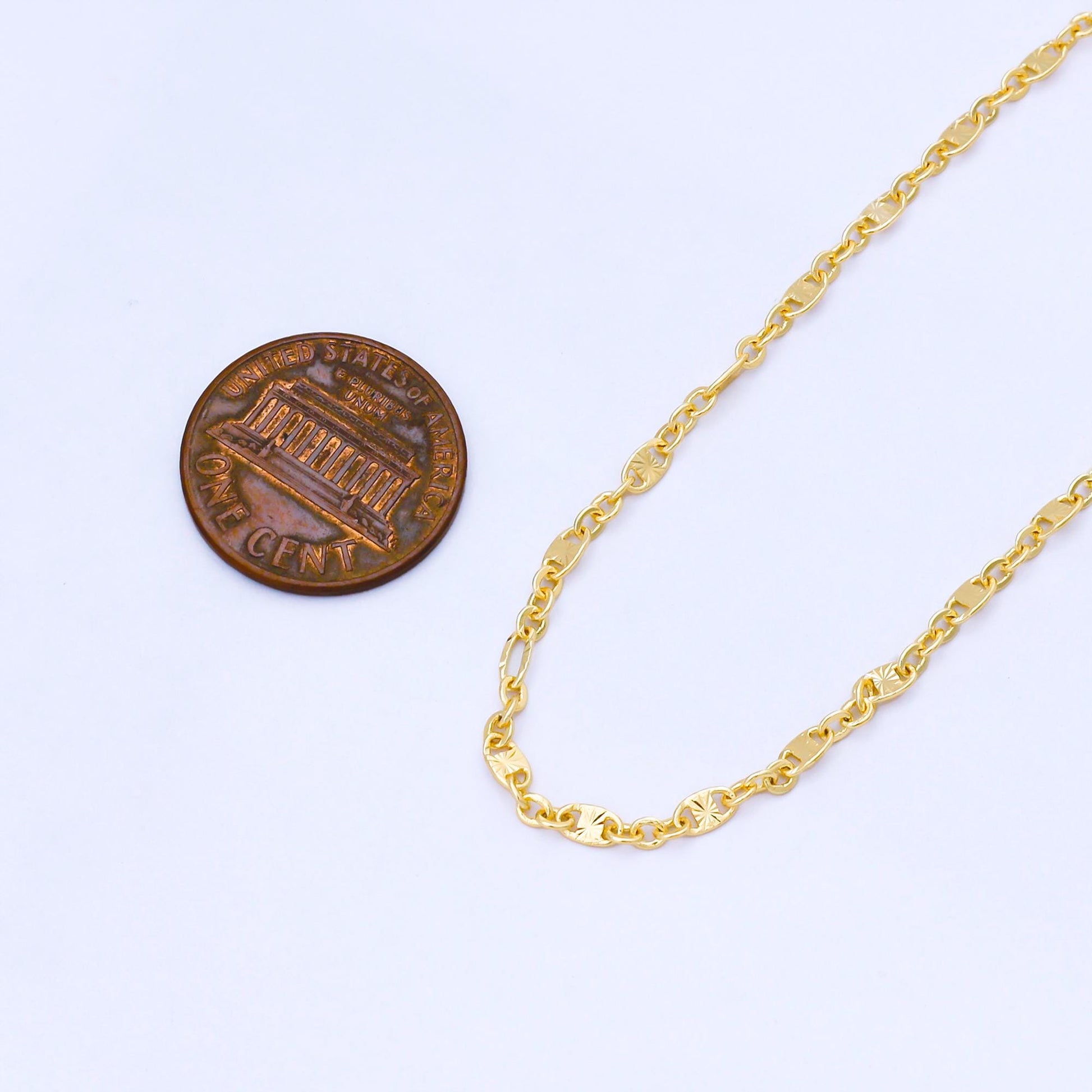 24K Gold Filled Drawn Cable Starburst Chain Unfinished Chain by Yard | Roll-1739