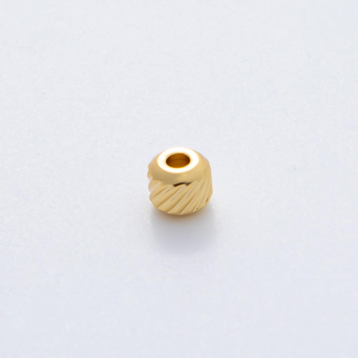Gold 4.5mm Revolving Pattern Tiny Rondelle Minimalist Spacer Bead in Gold & Silver 10pcs | B066