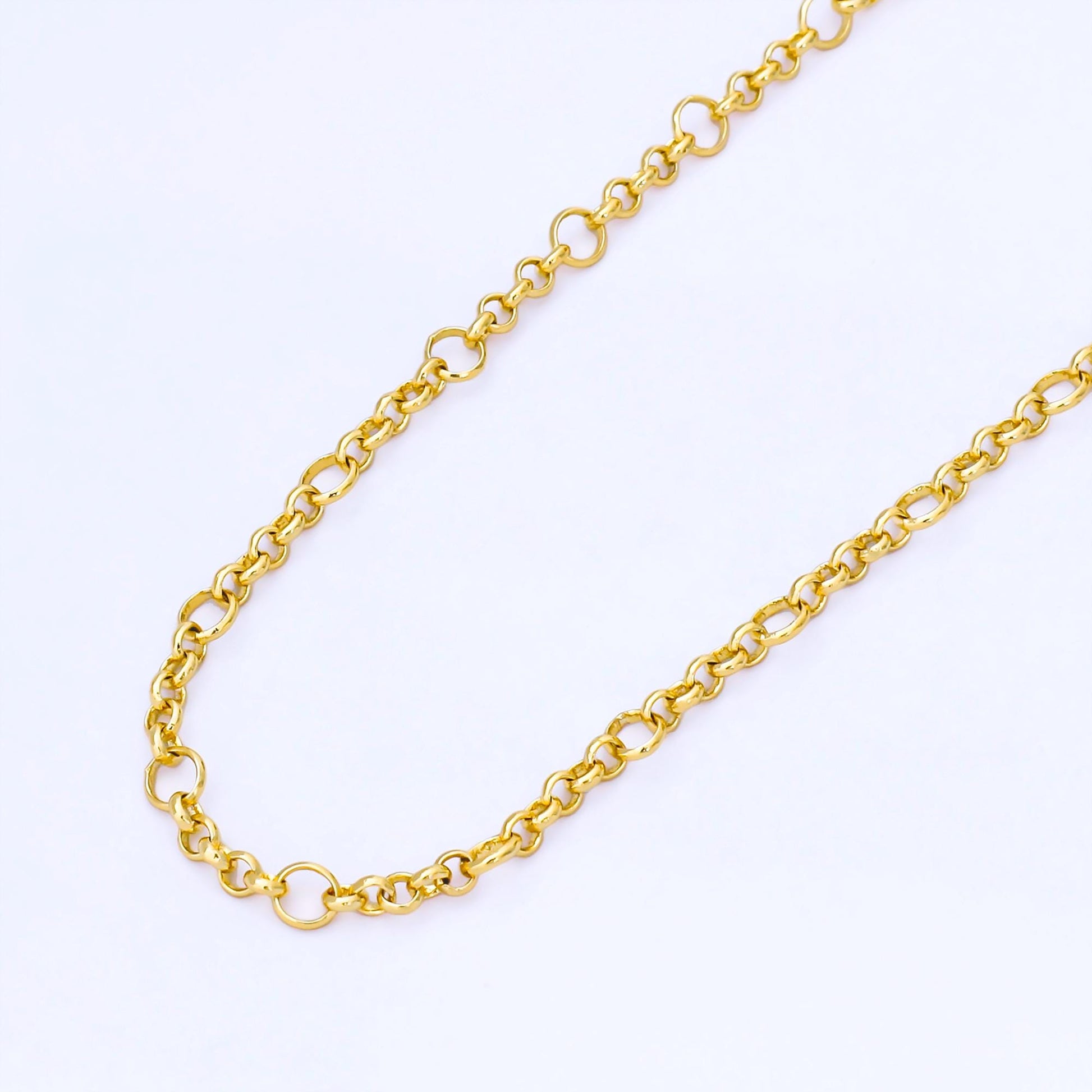 24k gold filled rolo chain by yard, rolo cable link thick 3.6-2.5mm, wholesale bulk roll chain for jewelry making, ROLL-1741