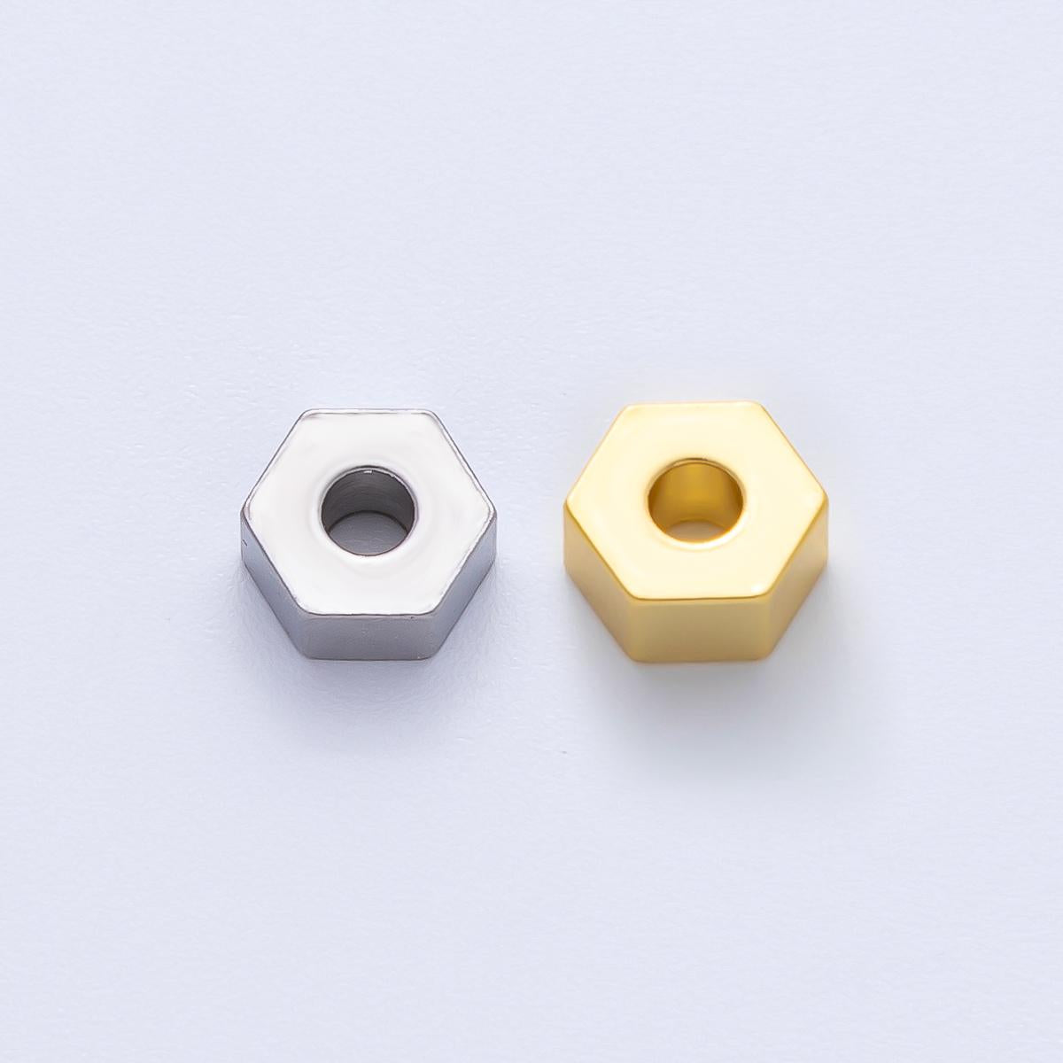 Gold 6mm Tiny Hexagon Spacer Bead in Gold & Silver 10pcs | B113