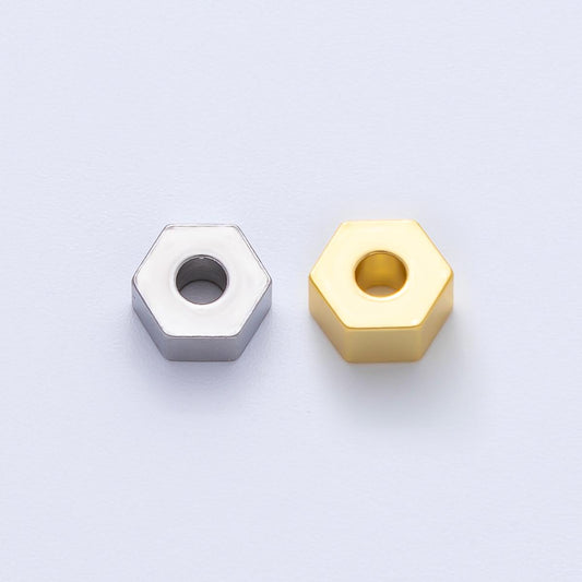 Gold 6mm Tiny Hexagon Spacer Bead in Gold & Silver 10pcs | B113