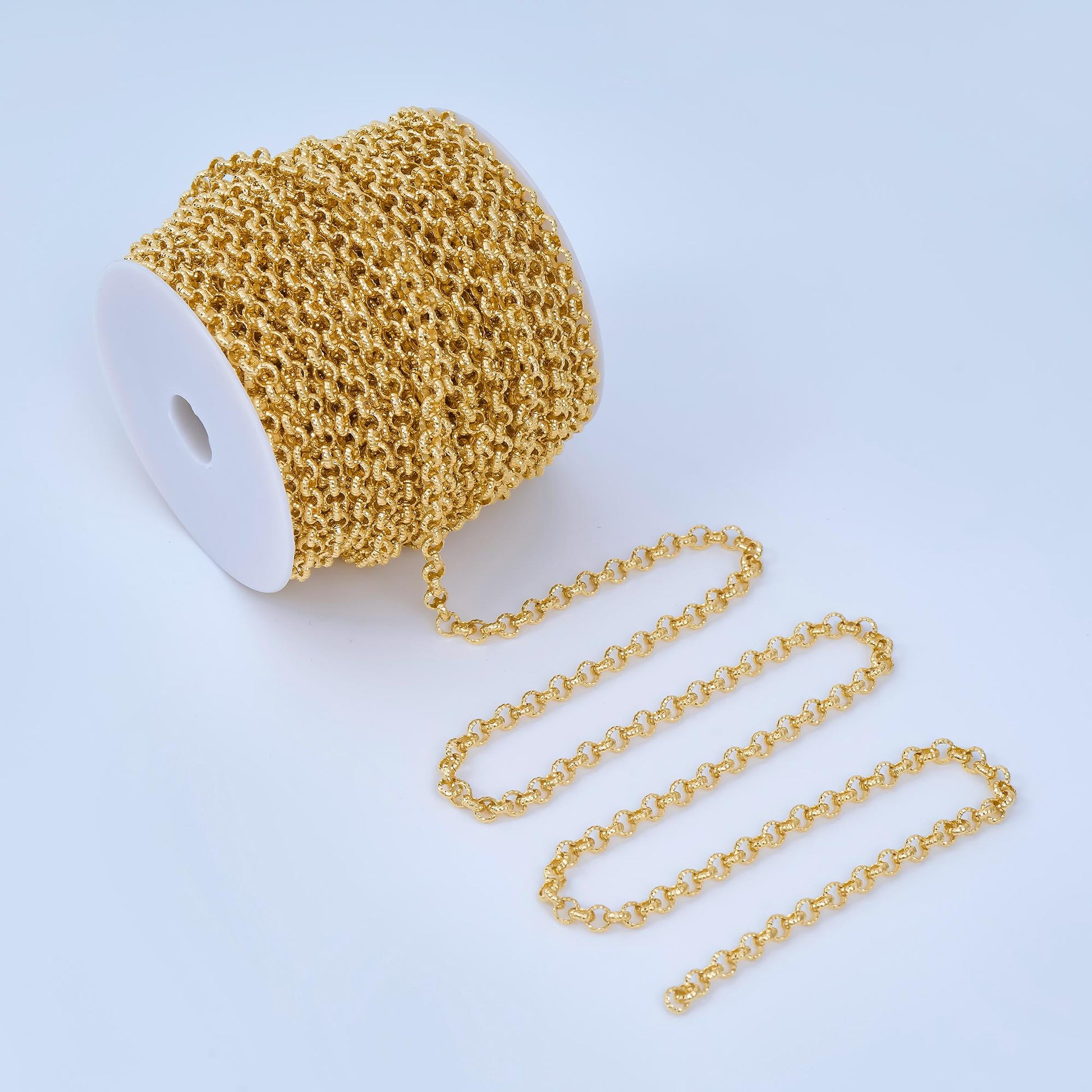 24K Gold Filled 5.8mm Textured Cable Unfinished Chain Gold Filled Cable Chain Jewelry Supply by the Yard for Jewelry Making Supply ROLL-1740