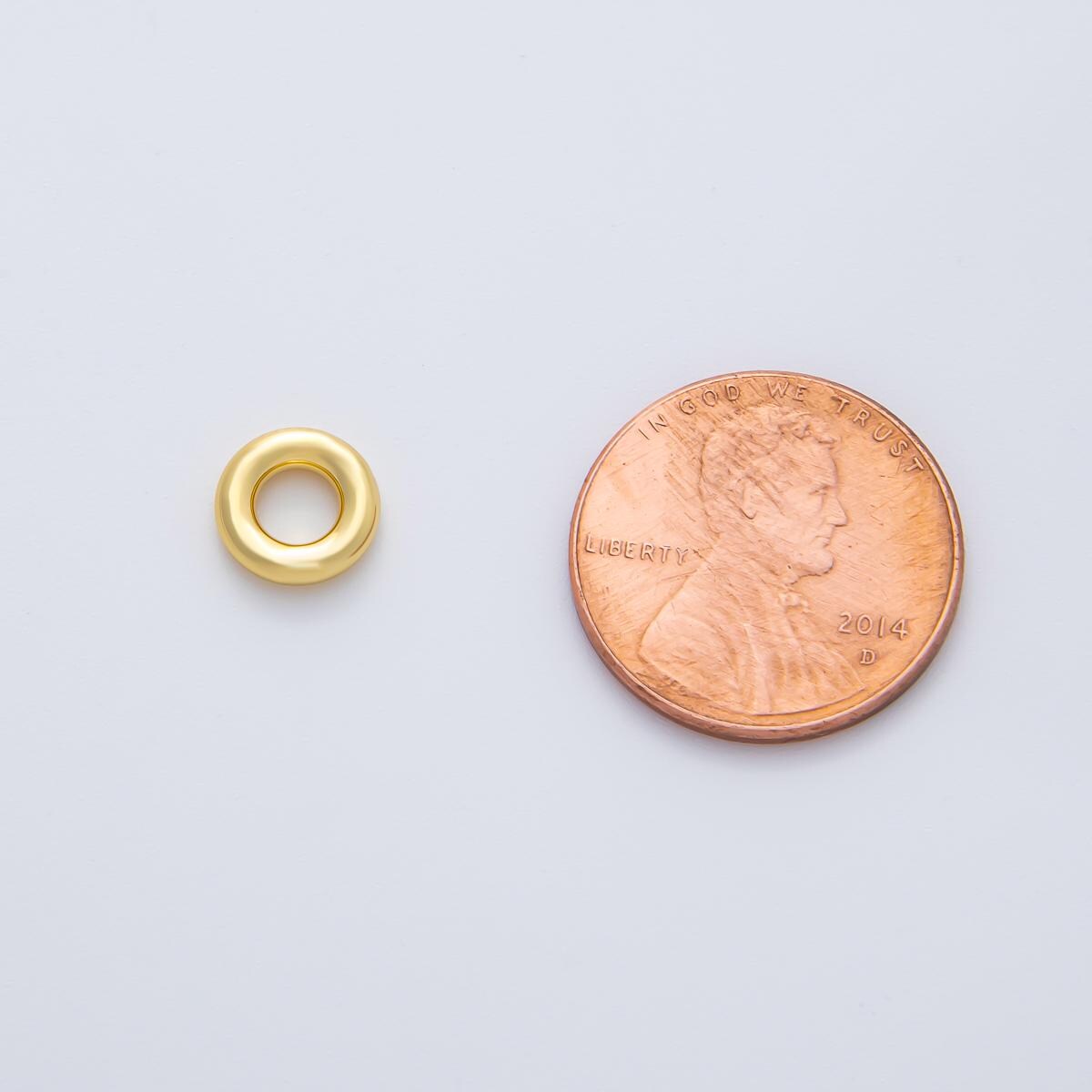 Gold 8mm Open Puffy Circle Spacer Bead in Gold & Silver 10 pcs | B202