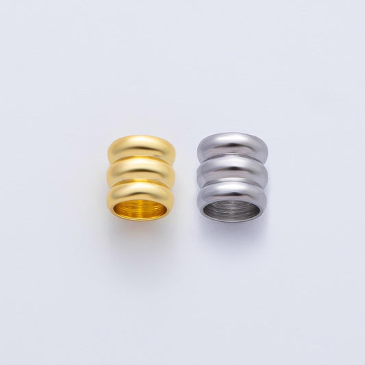 18K Gold Filled Alloy 6mm Triple Band Tube Spacer Bead in Gold & Silver 10pcs | B270